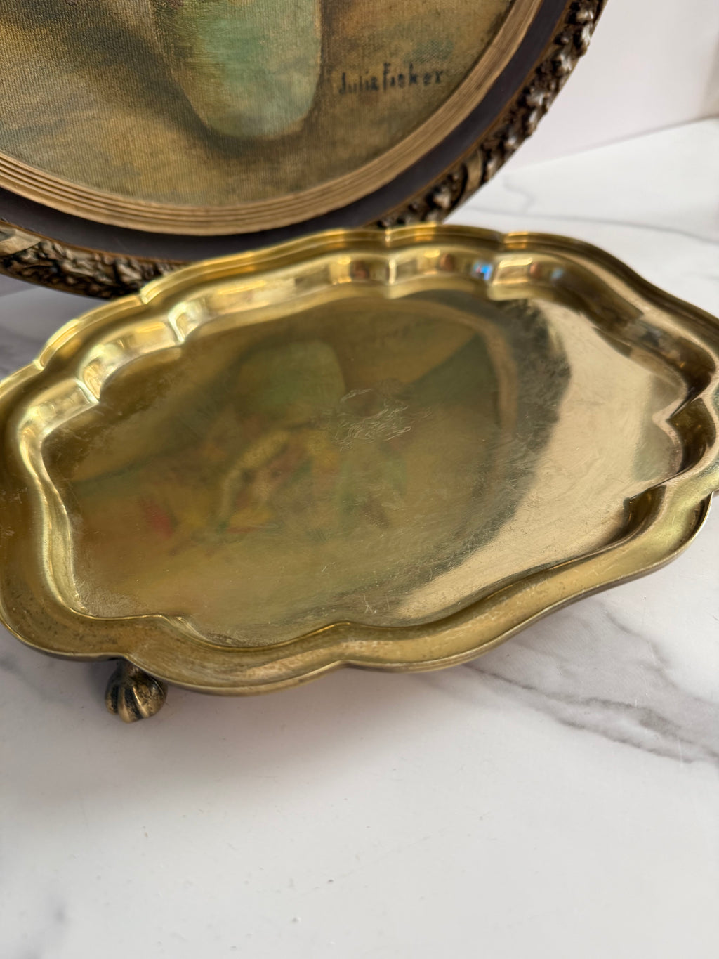 Brass Crested Footed Vanity Tray