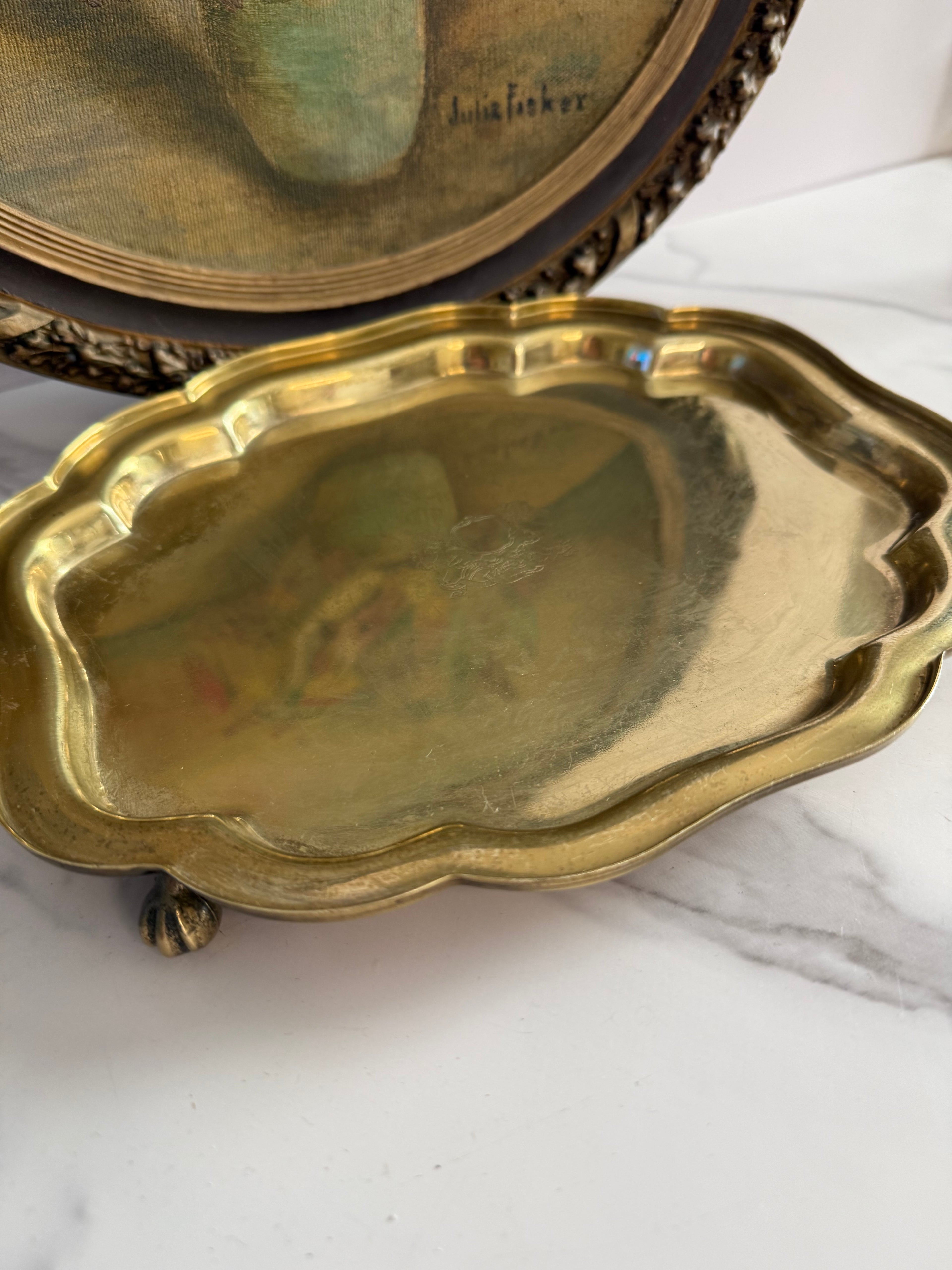 Brass Crested Footed Vanity Tray