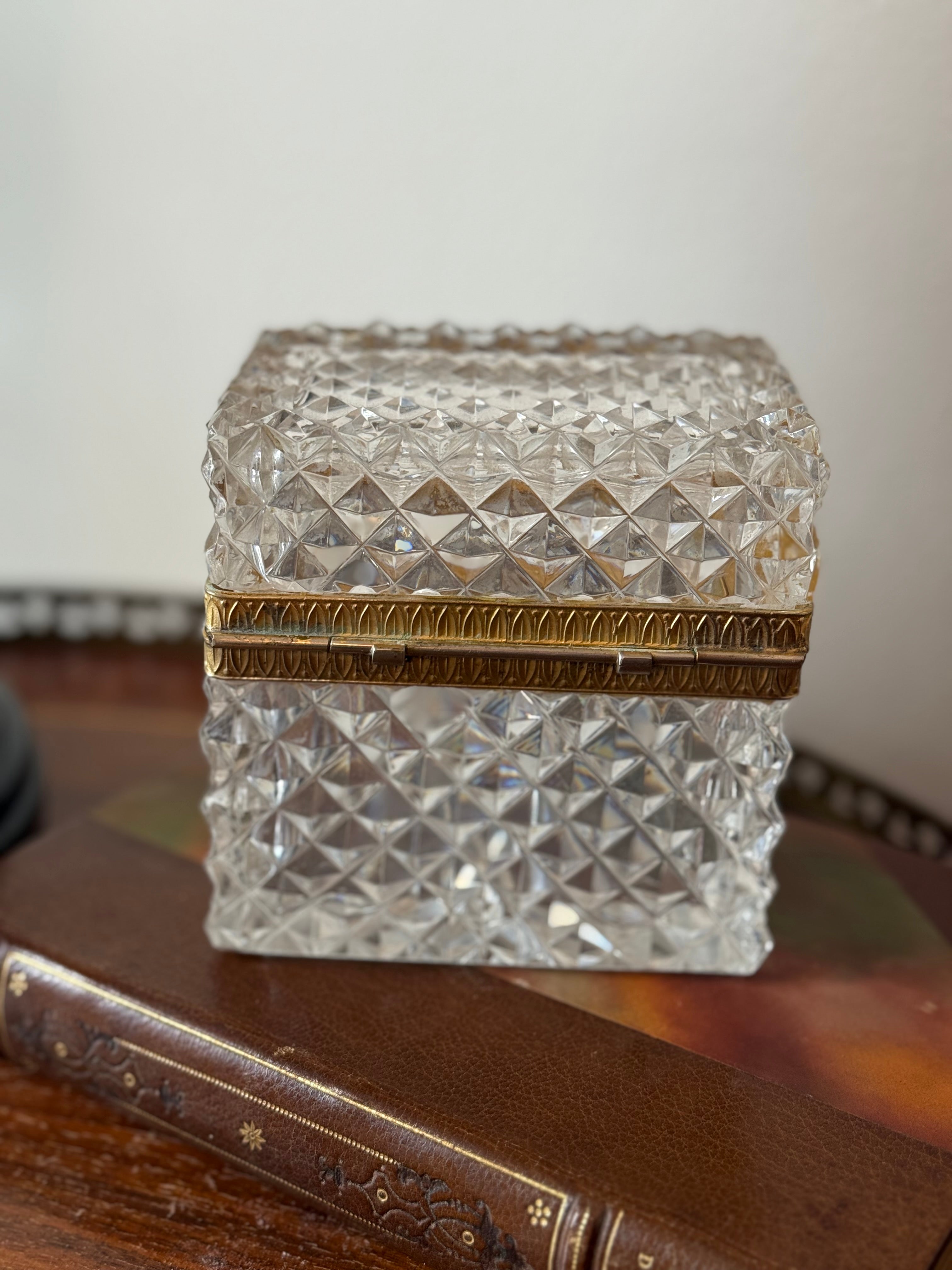 Diamond Point Crystal Casket Box with Ormolu Mount