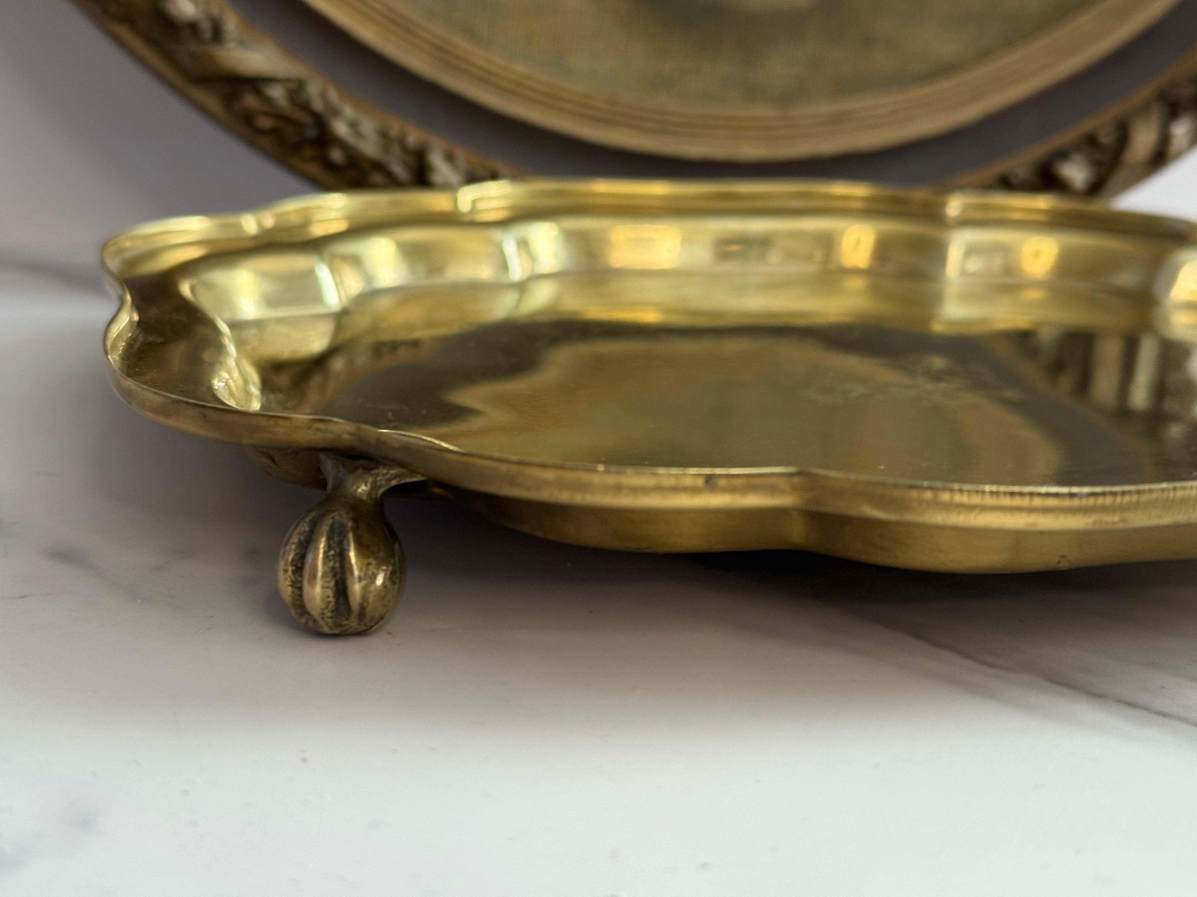 Brass Crested Footed Vanity Tray