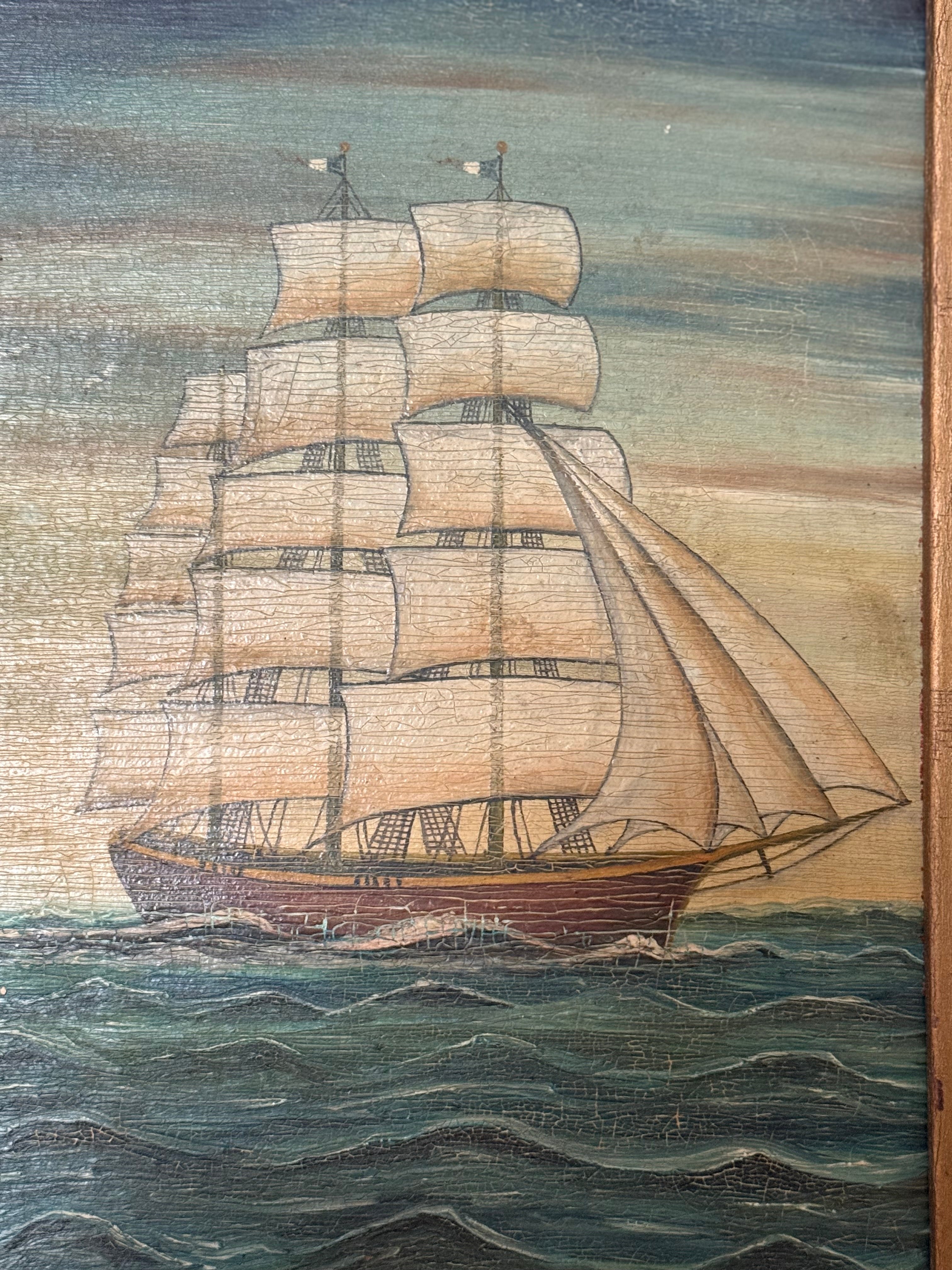 Vintage Painting of a Clipper Ship