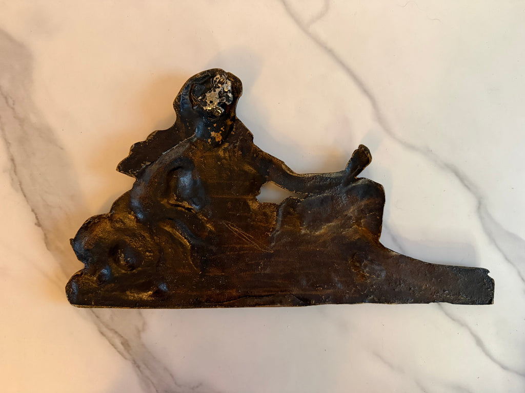 Art Nouveau Figural Brass Wall Plaque – Bacchante with Panther, c.1900