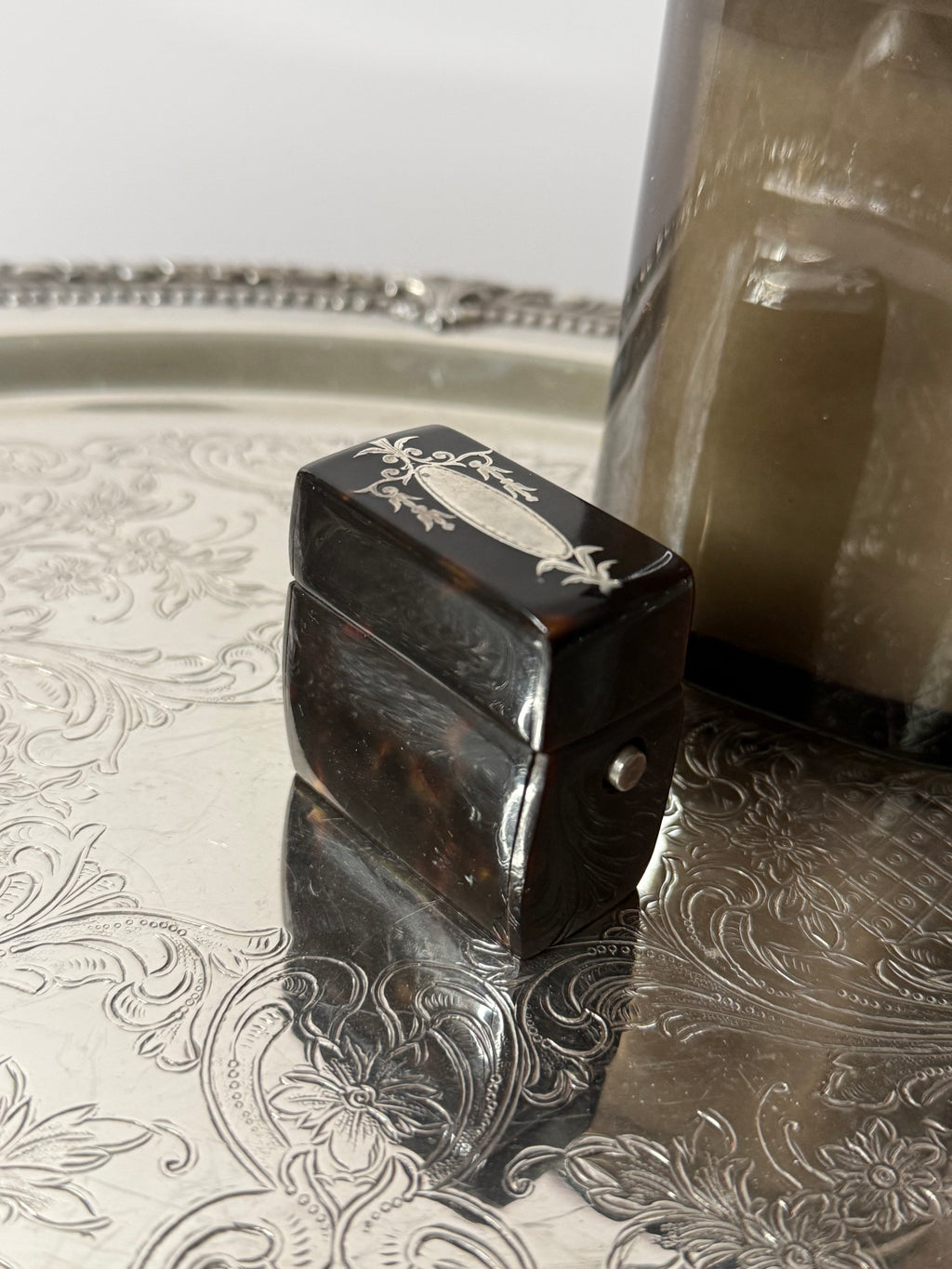 Victorian Faux Tortoise Shell and Silver Vesta