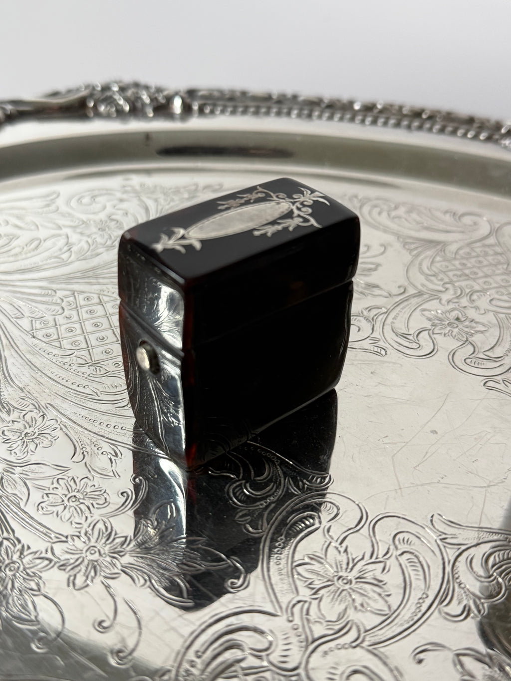 Victorian Faux Tortoise Shell and Silver Vesta
