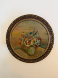 Antique Floral Painting, Oil on Board
