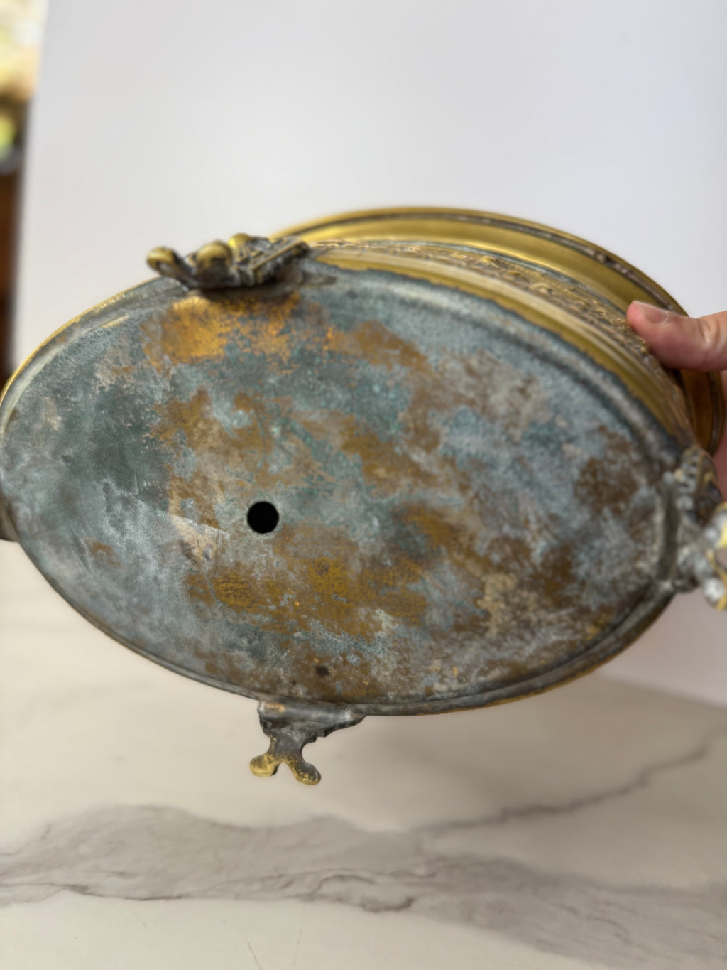 Antique Brass Repoussé Jardiniere