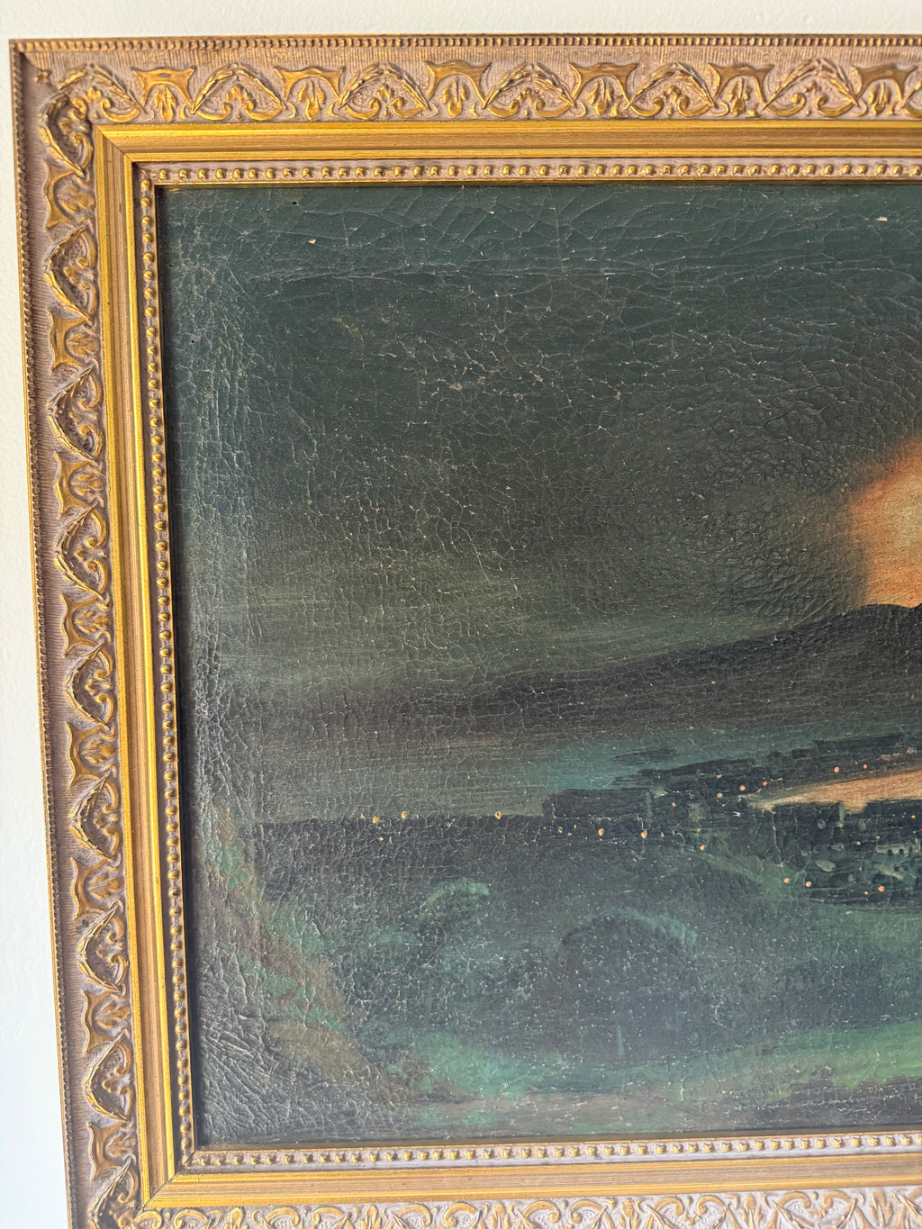 19th Century Eruption of Vesuvius Oil on Canvas