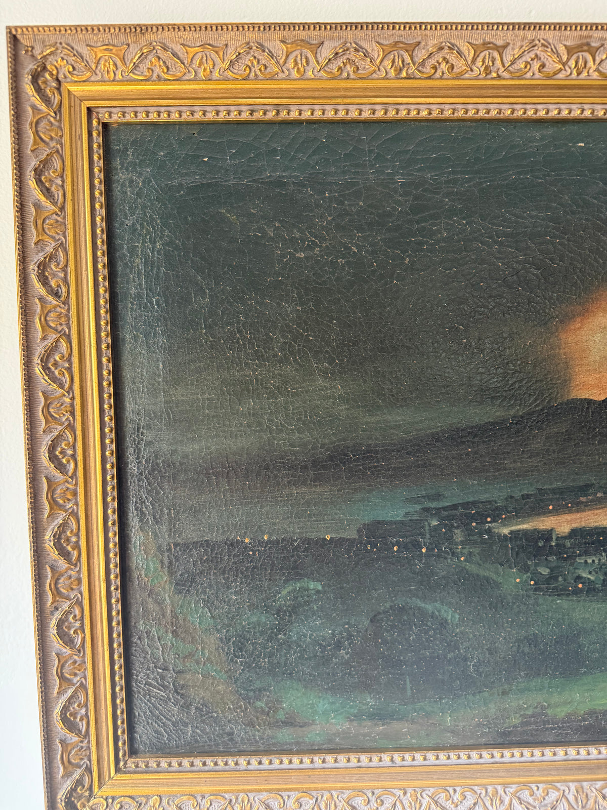 19th Century Eruption of Vesuvius Oil on Canvas