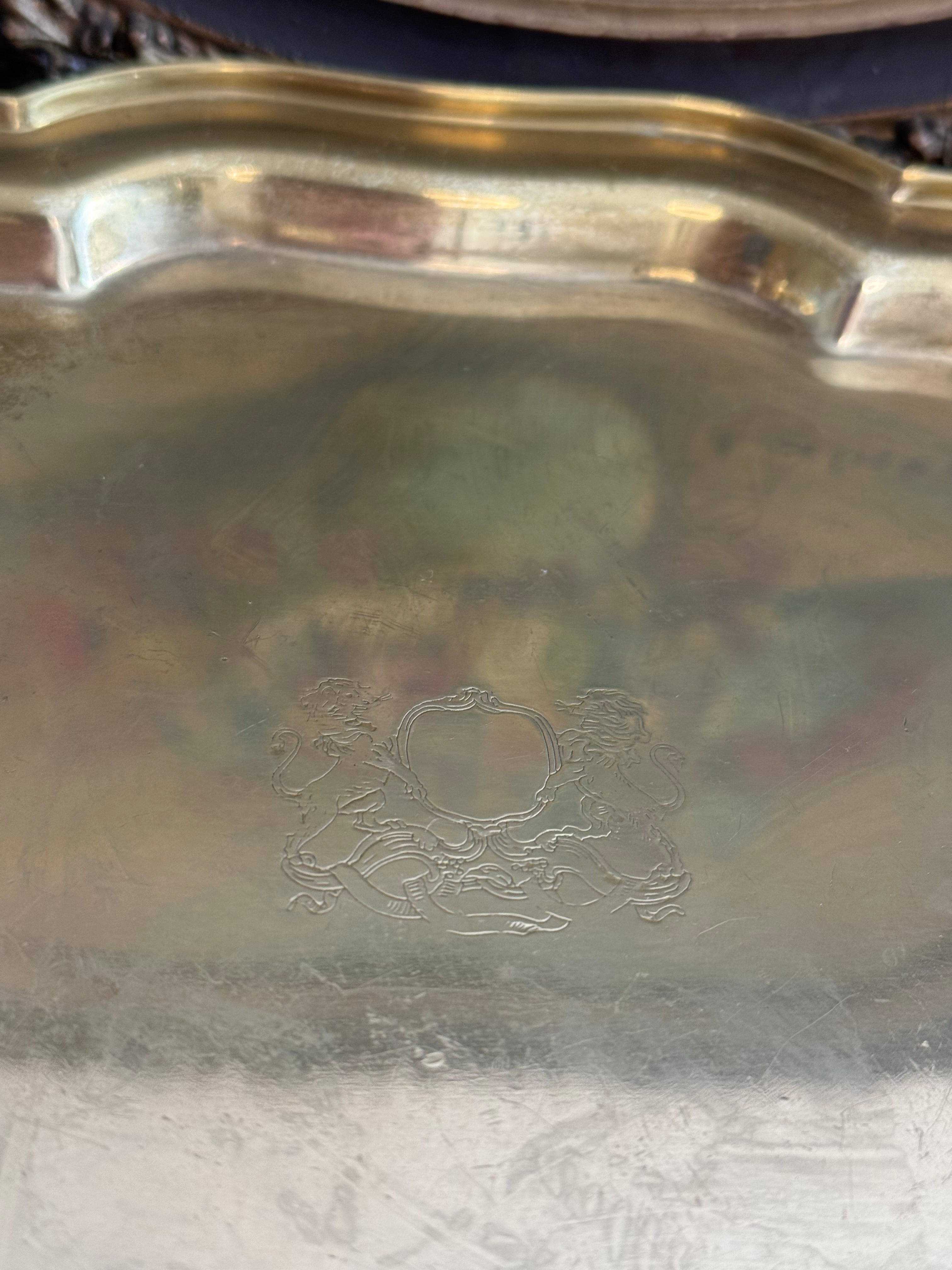 Brass Crested Footed Vanity Tray