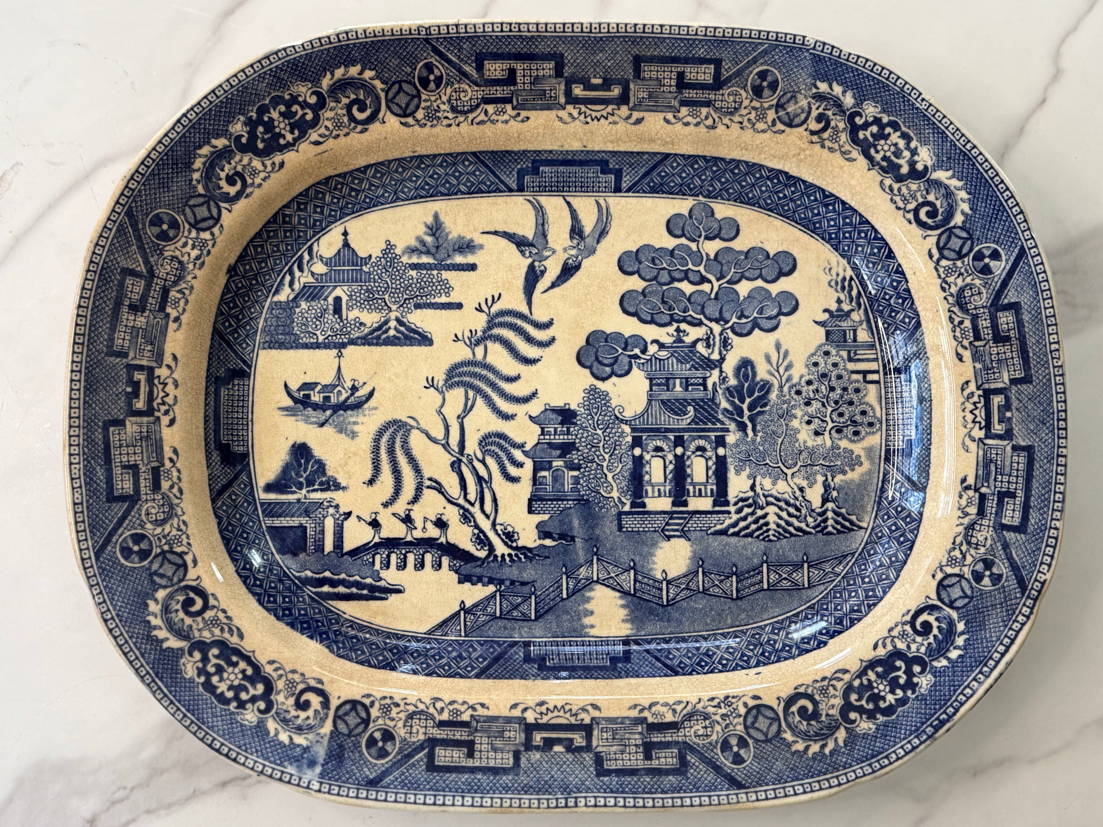 Antique Ridgway Blue Willow Platter