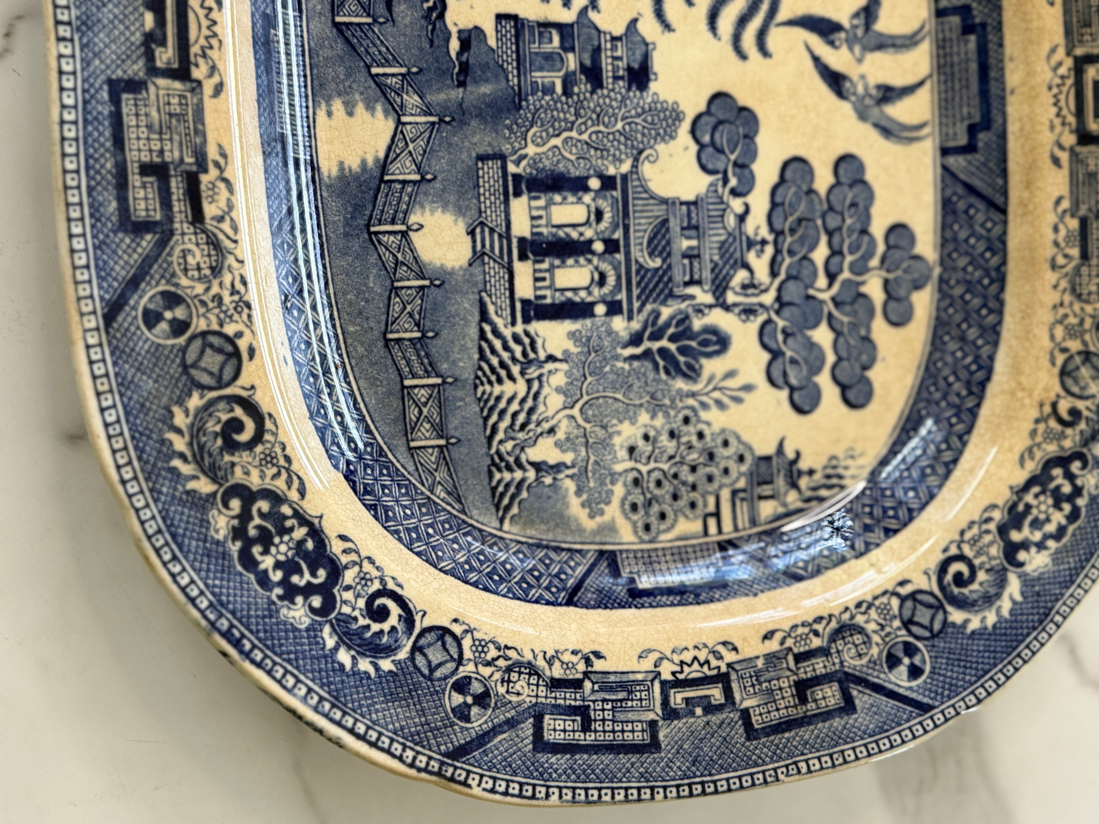 Antique Ridgway Blue Willow Platter