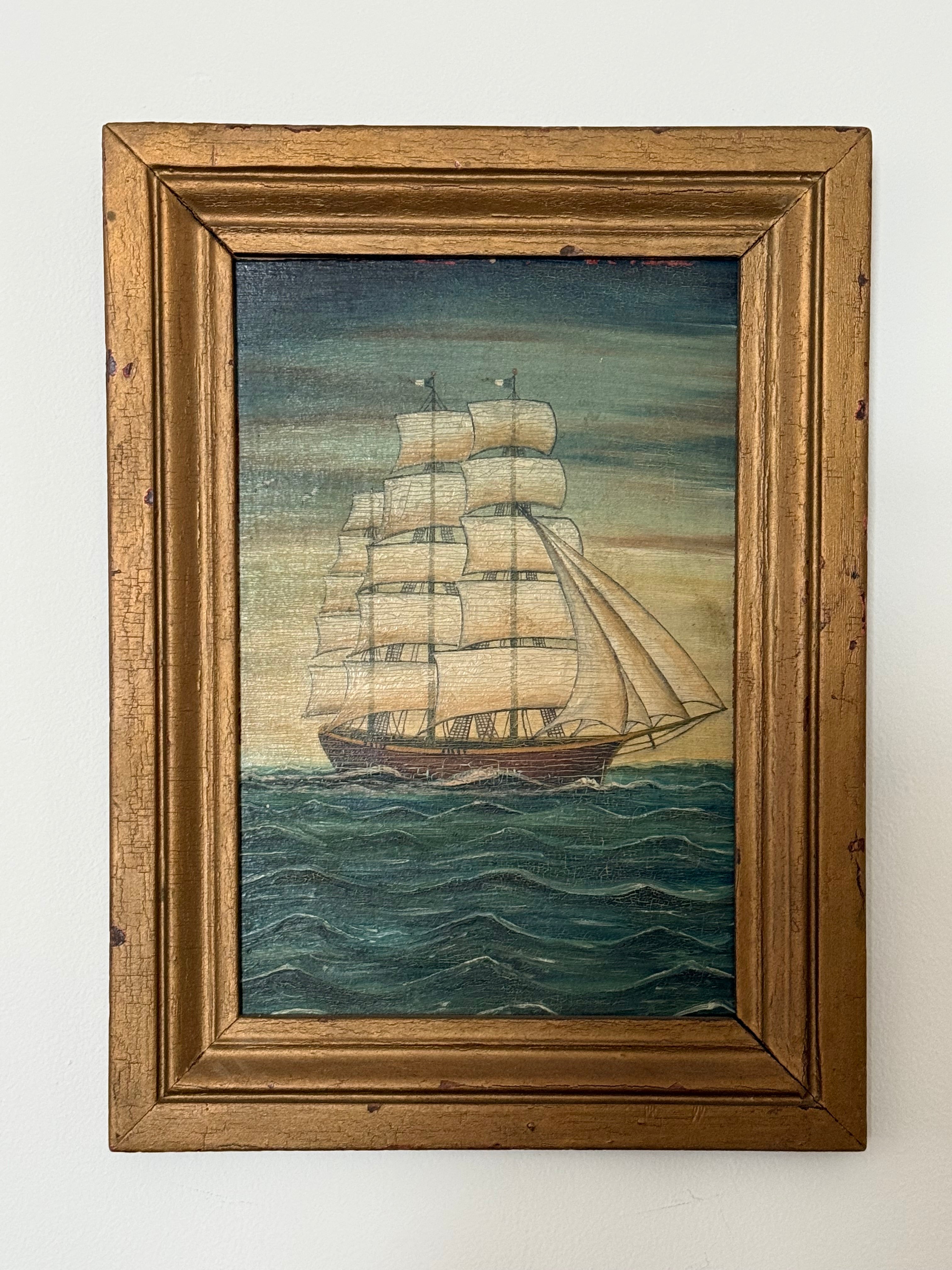 Vintage Painting of a Clipper Ship
