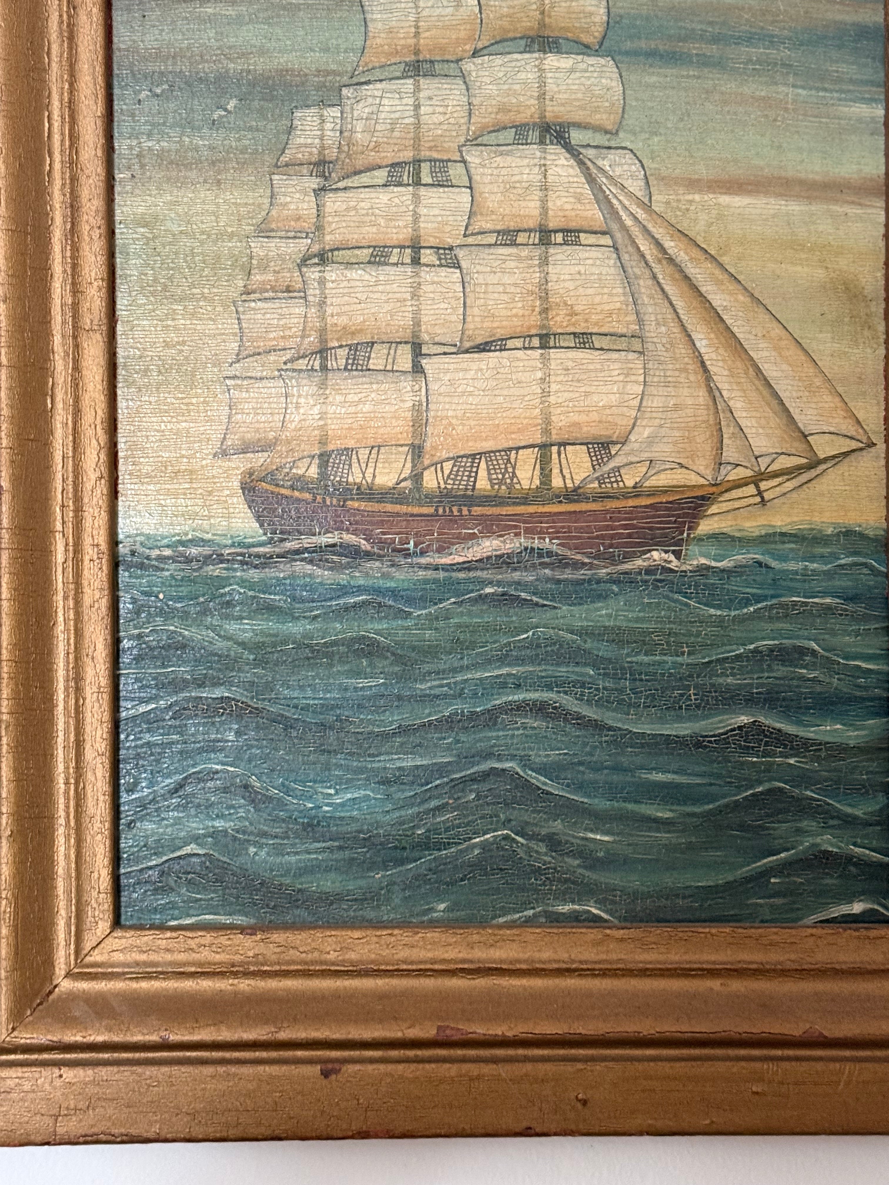 Vintage Painting of a Clipper Ship