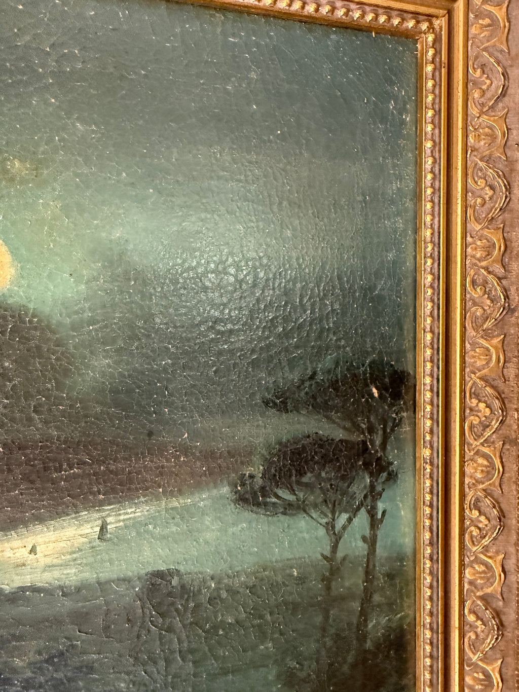 19th Century Eruption of Vesuvius Oil on Canvas
