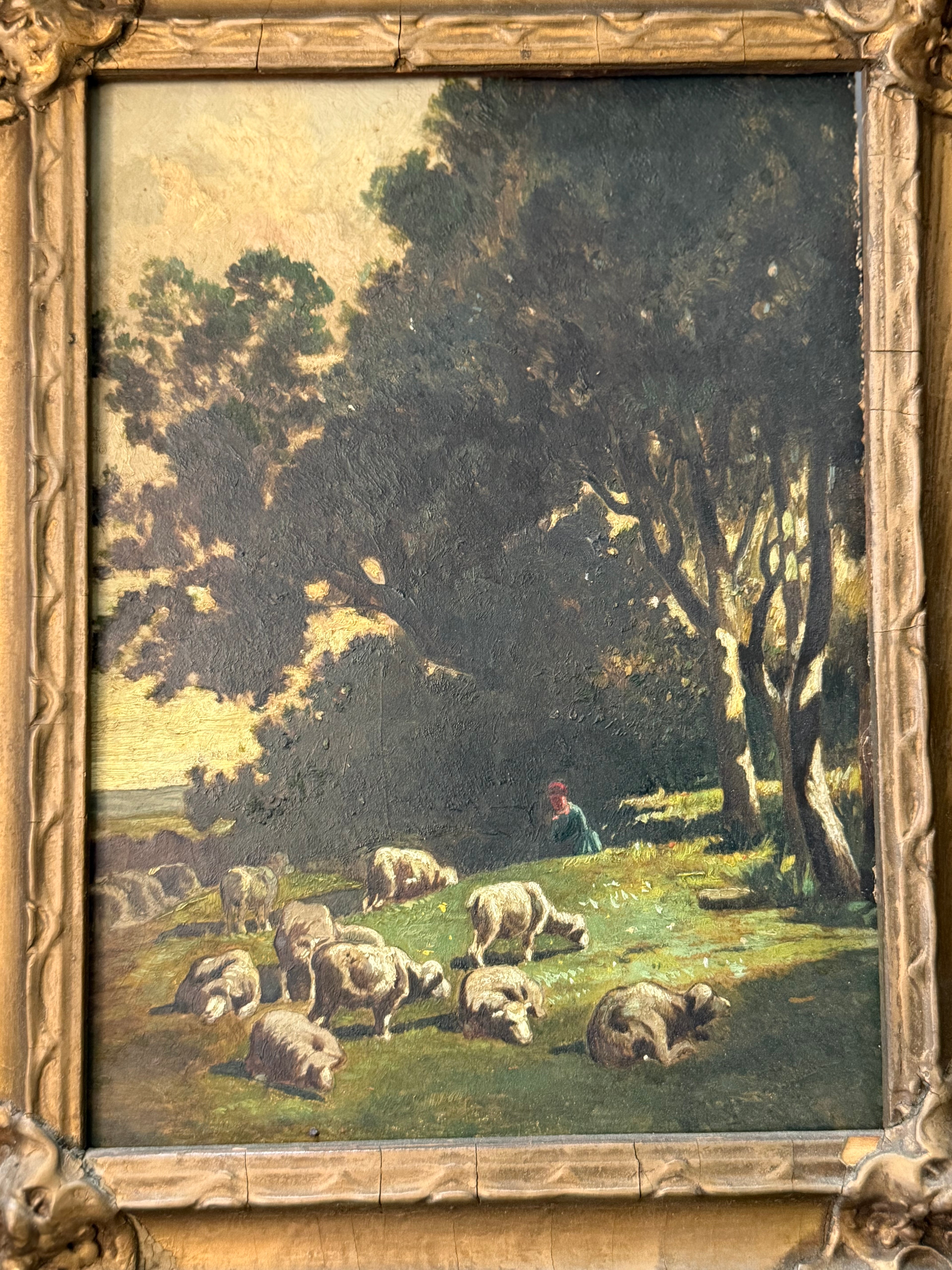 Pastoral Landscape Painting, Oil on Board
