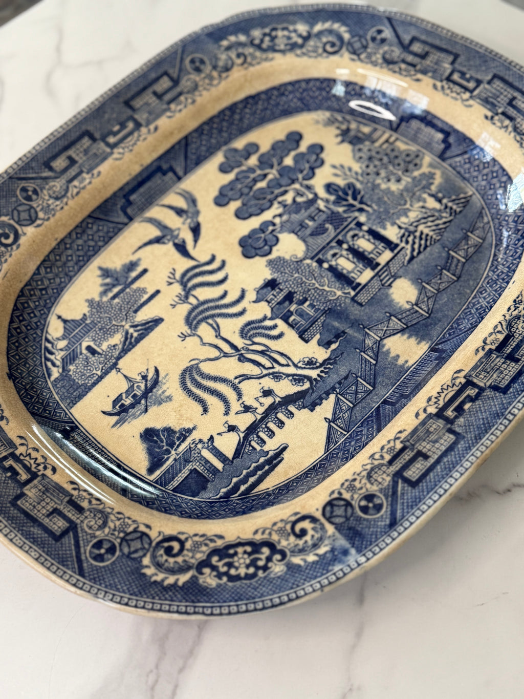 Antique Ridgway Blue Willow Platter