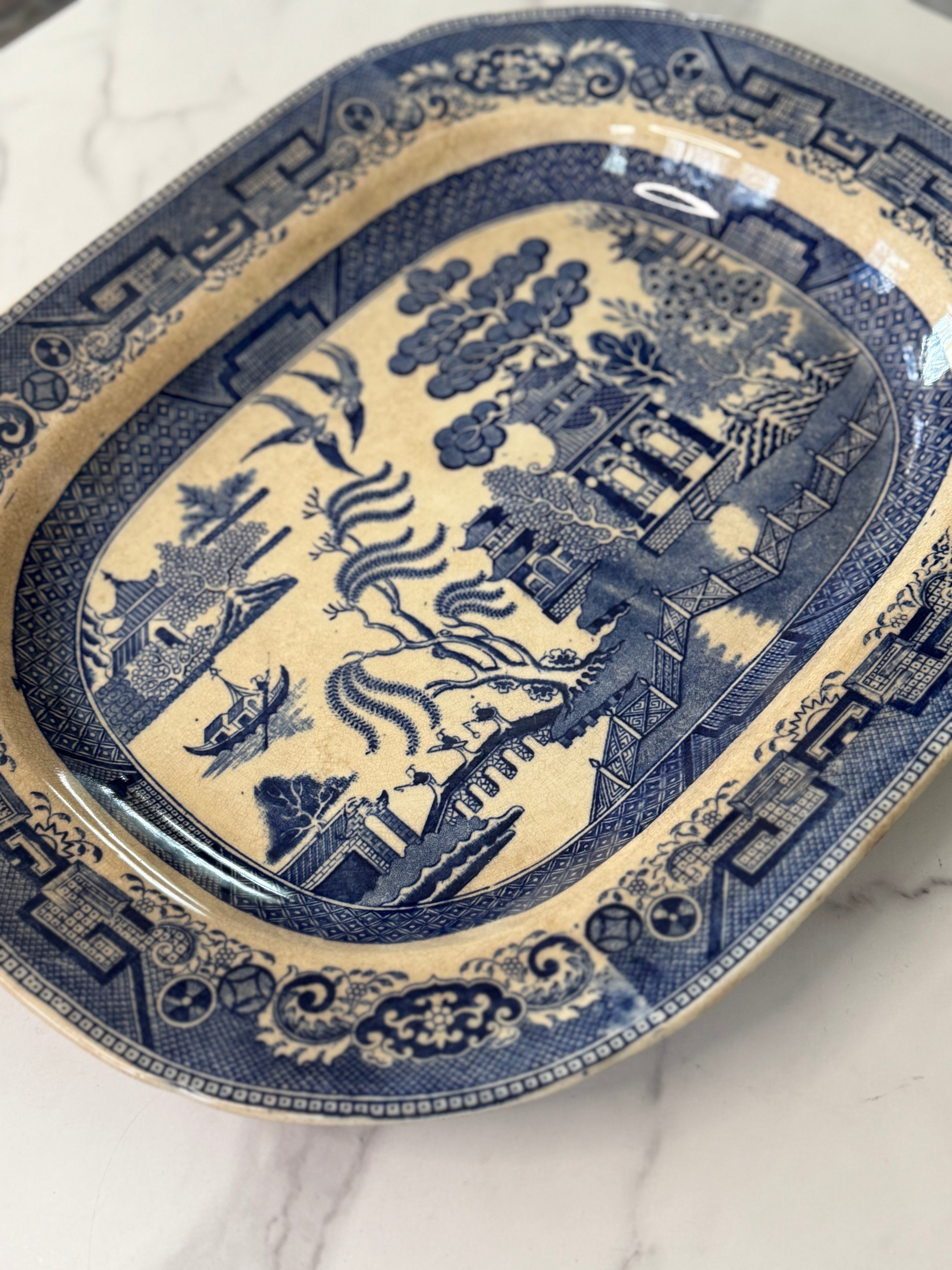 Antique Ridgway Blue Willow Platter