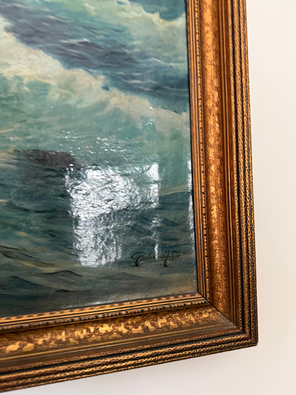 Vintage Seascape of the Cliffs of Capri, Oil on Canvas