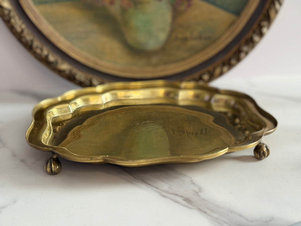 Brass Crested Footed Vanity Tray