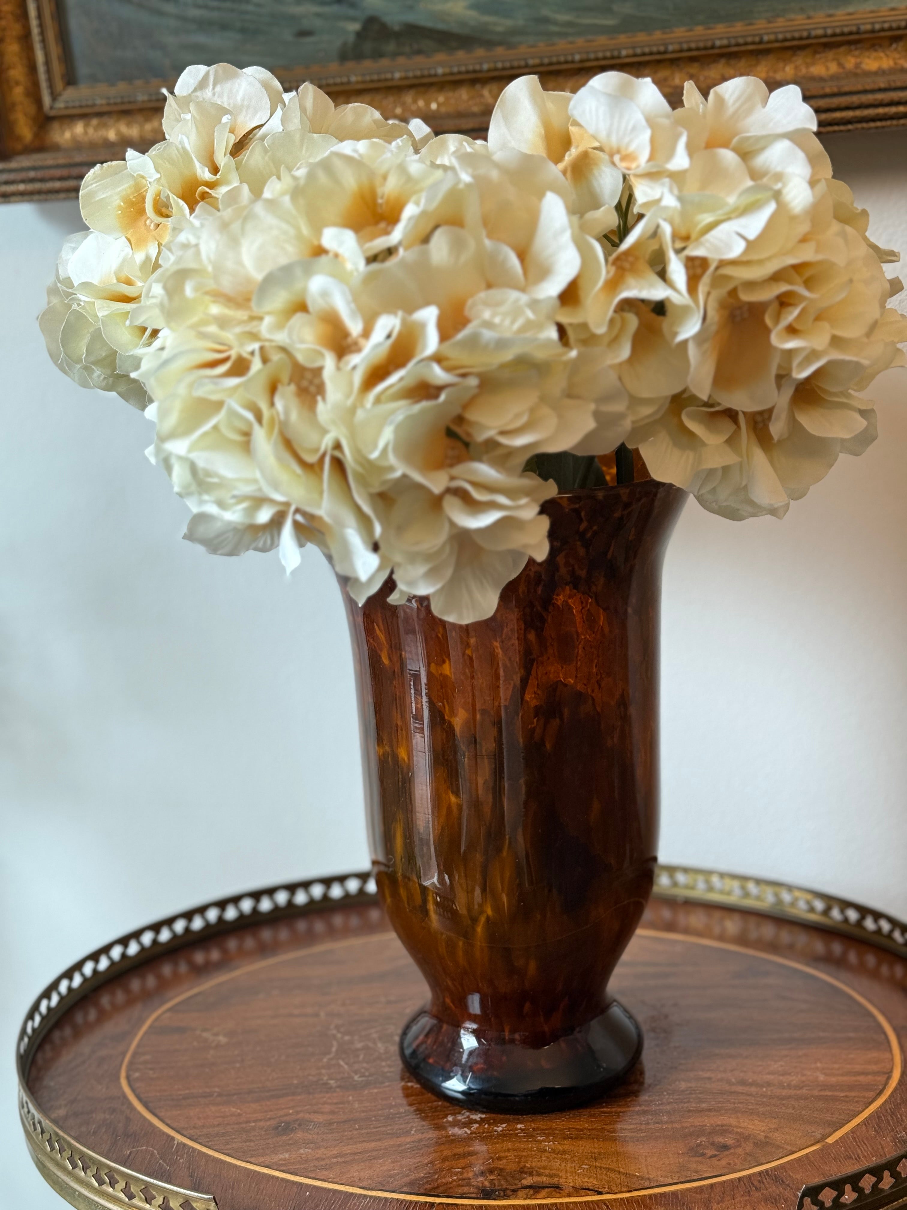 Mid-Century Italian Amber Tortoiseshell Art Glass Vase