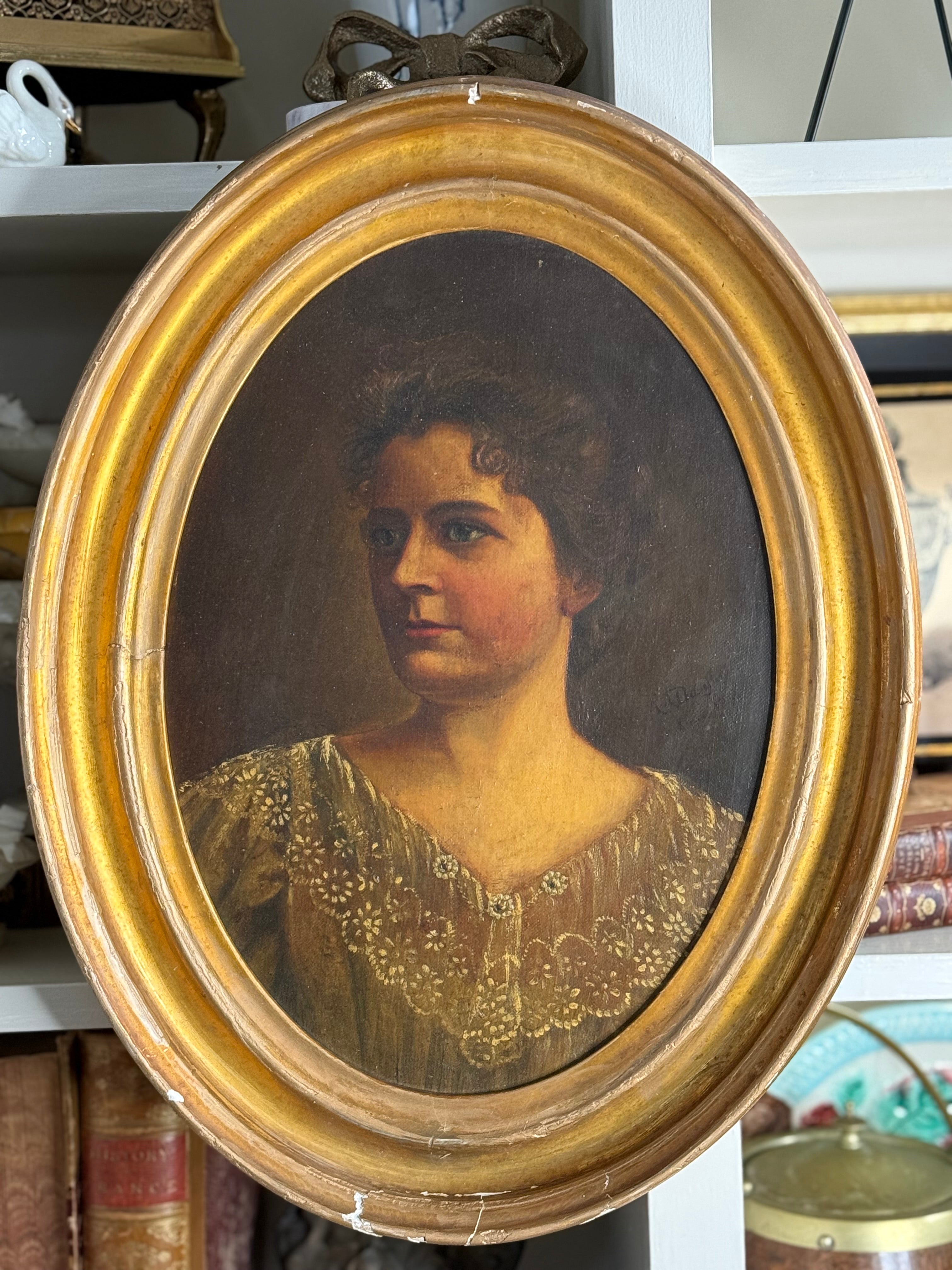 Antique Oval Portrait of a Lady