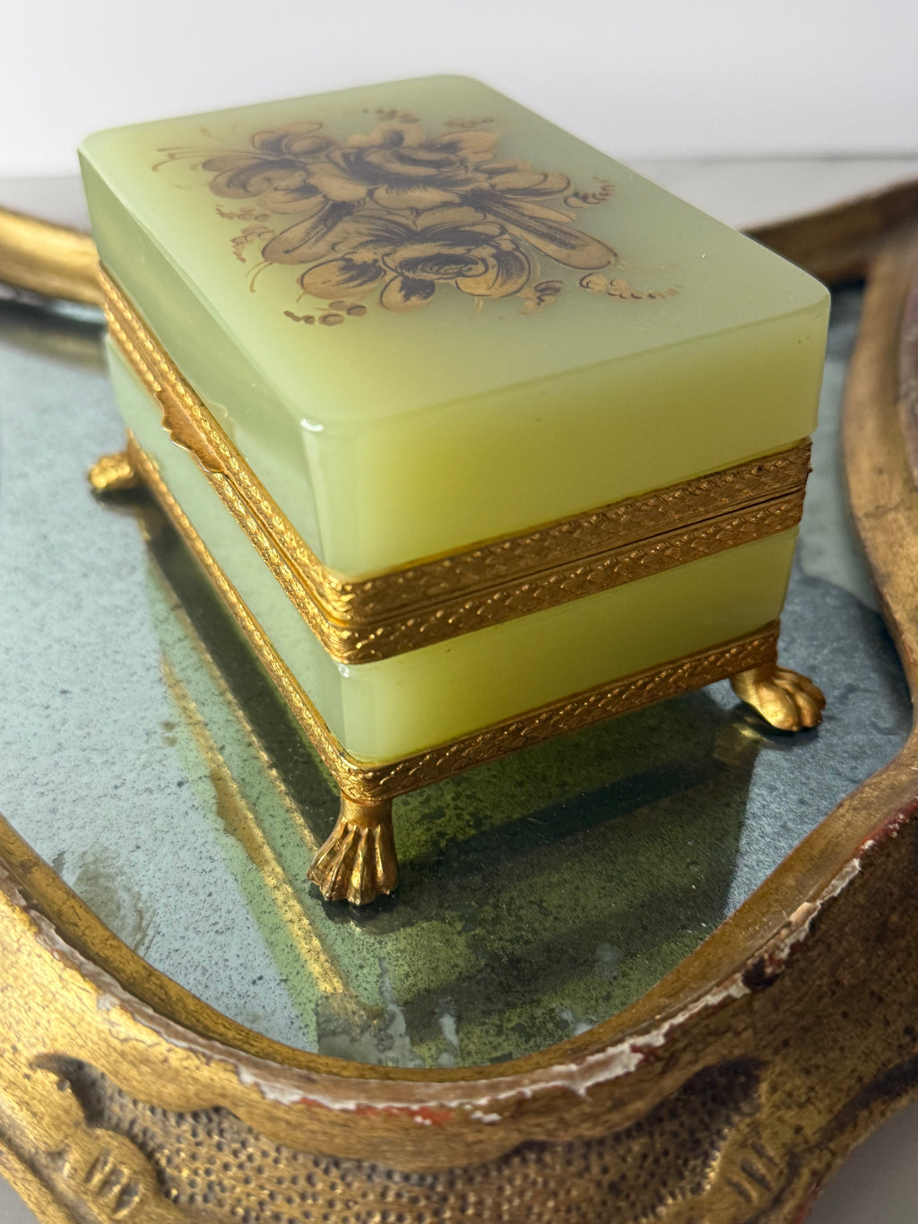 Citrine Opaline Footed Casket Box