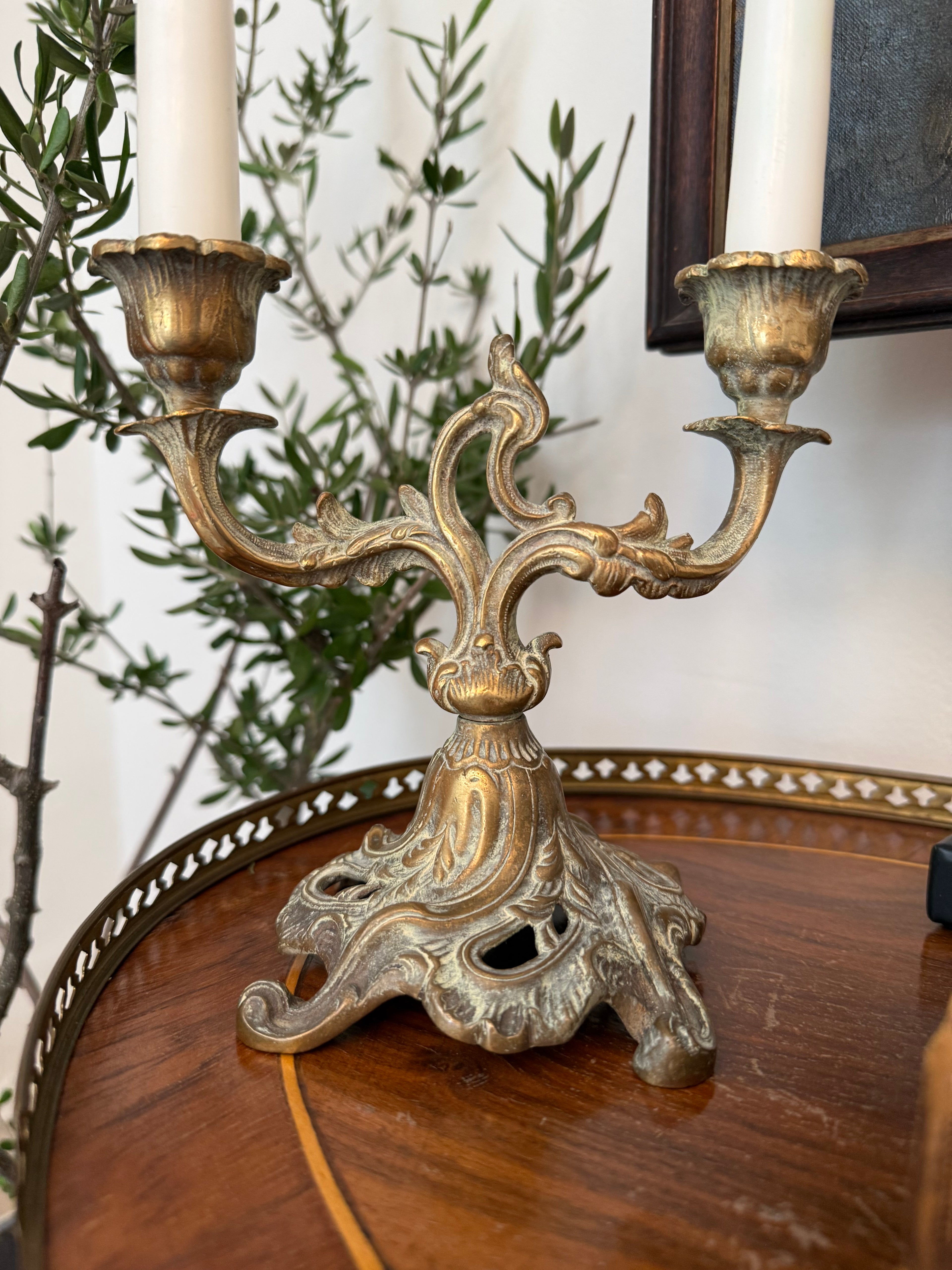 Antique Bronze 2-Arm Candelabra