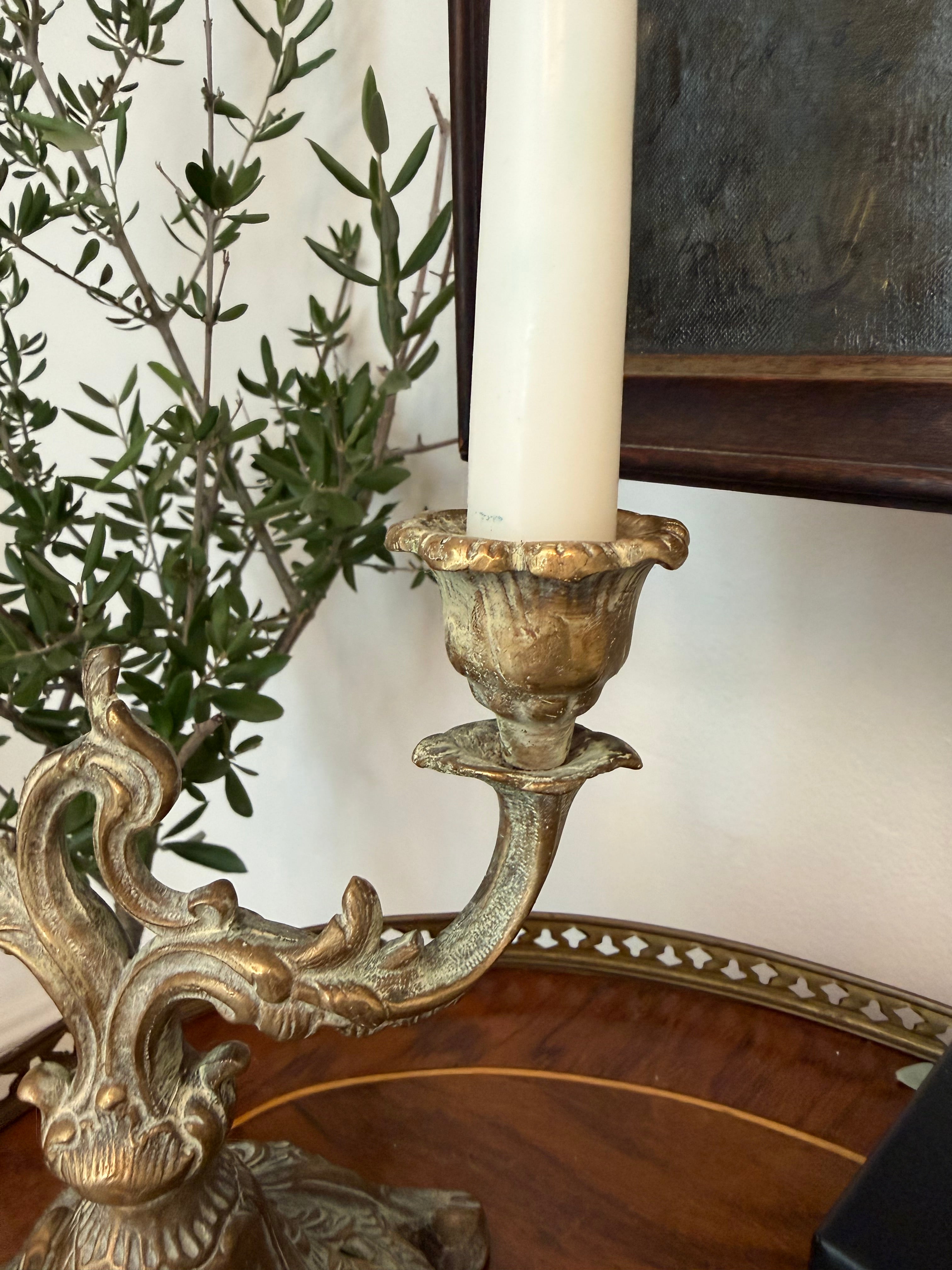 Antique Bronze 2-Arm Candelabra