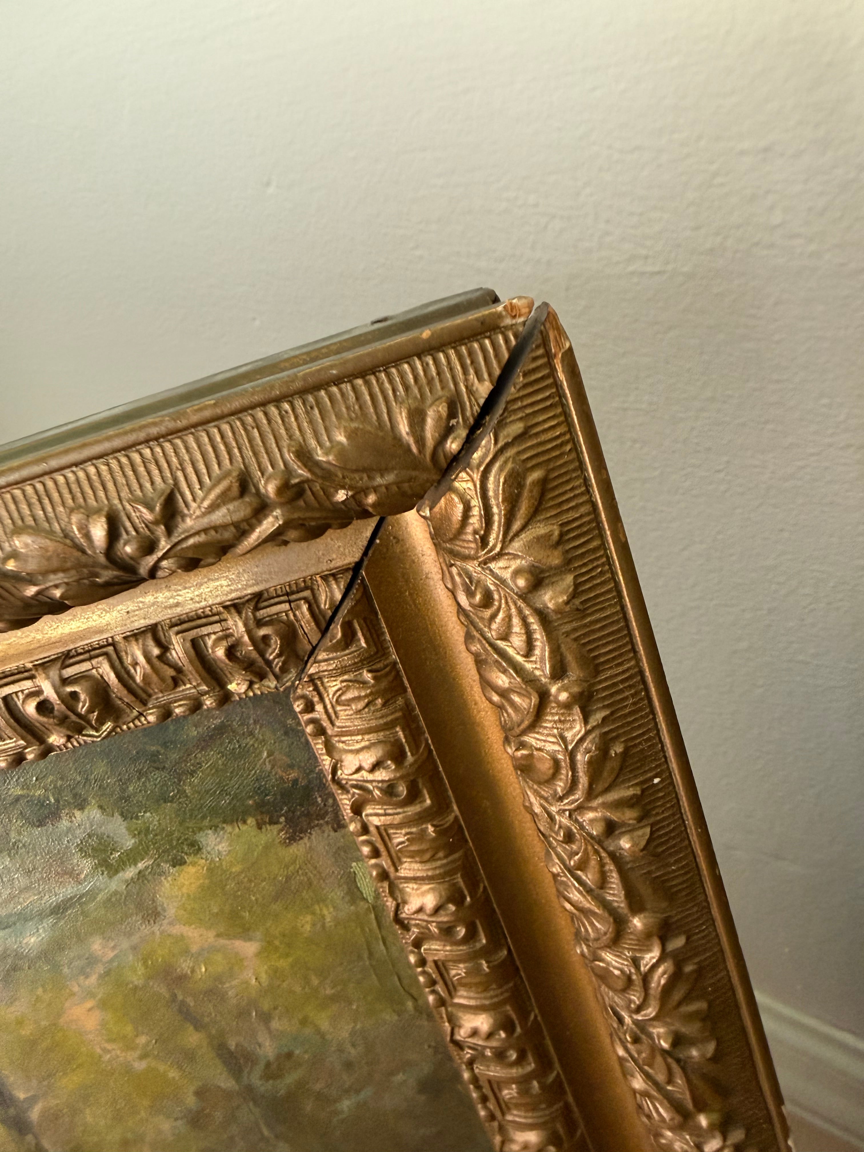 Early 20th Century Pastoral Scene with Cows, Oil on Canvas