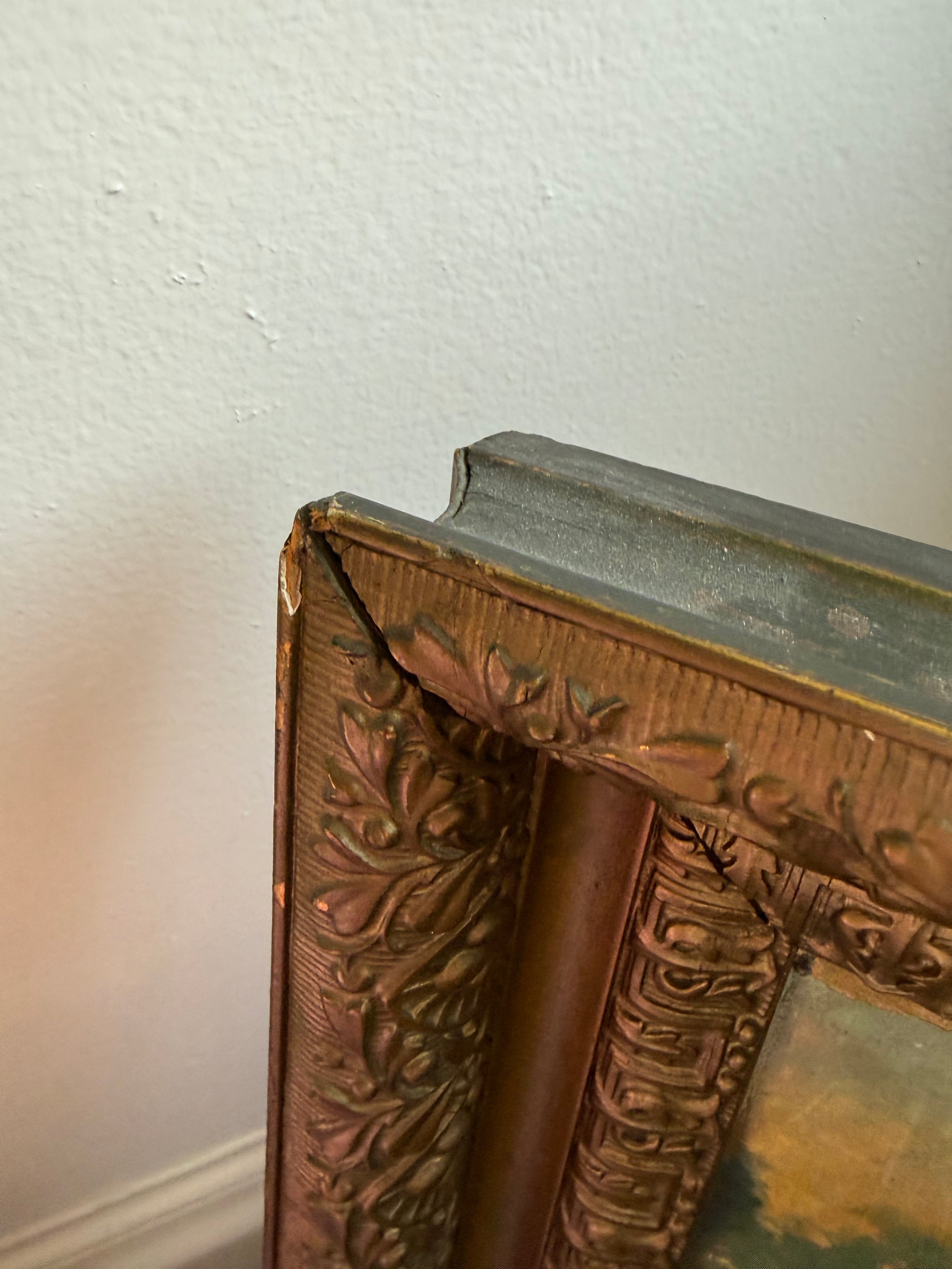 Early 20th Century Pastoral Scene with Cows, Oil on Canvas