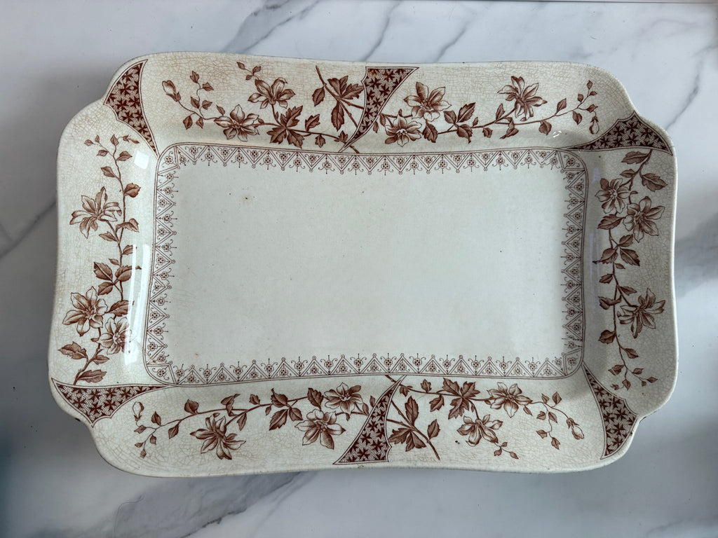 19th Century Dale Hall Pottery Co Brown Transferware Platter