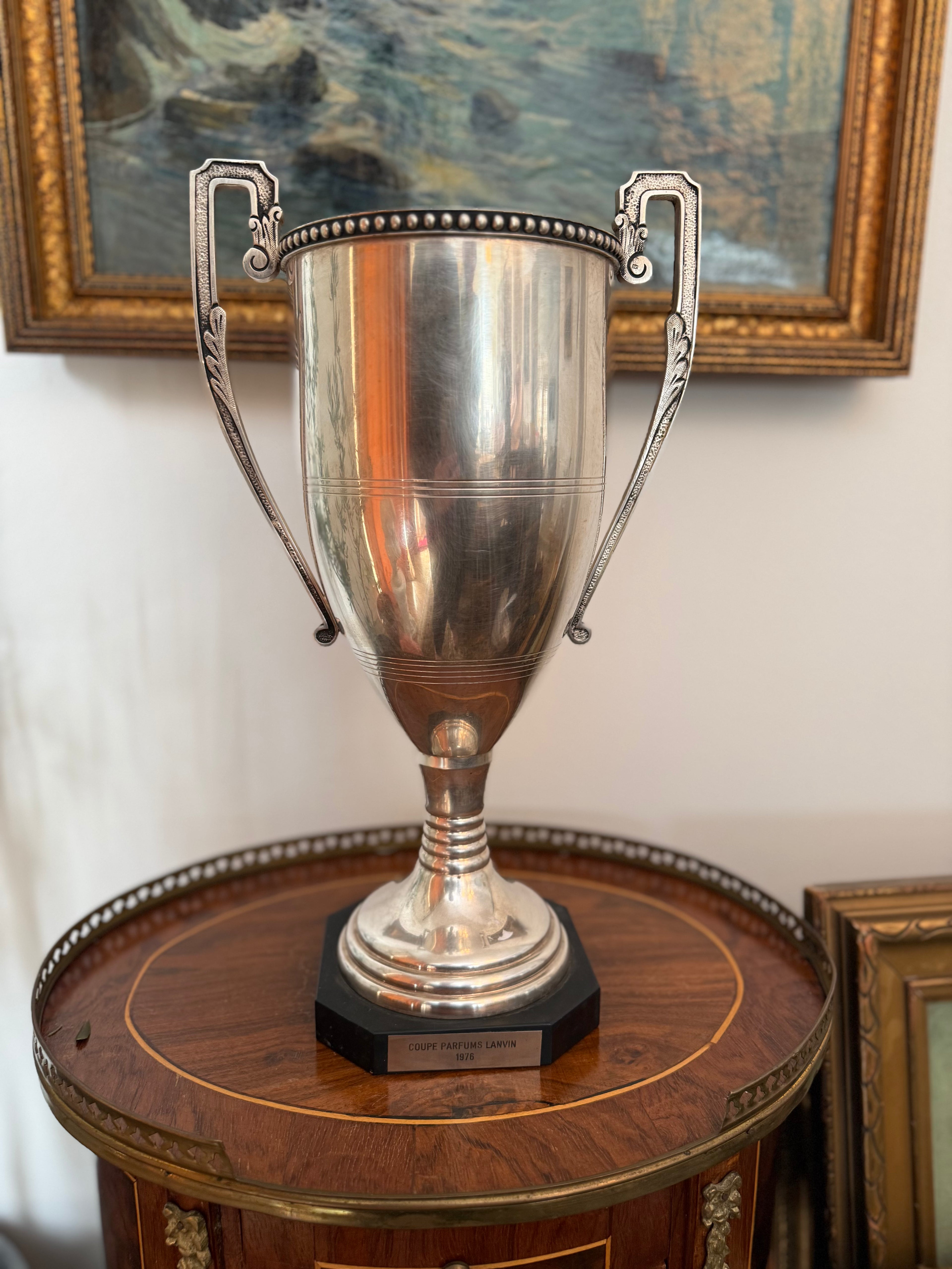Vintage 1976 Lanvin Parfums Silver Plated Presentation Trophy