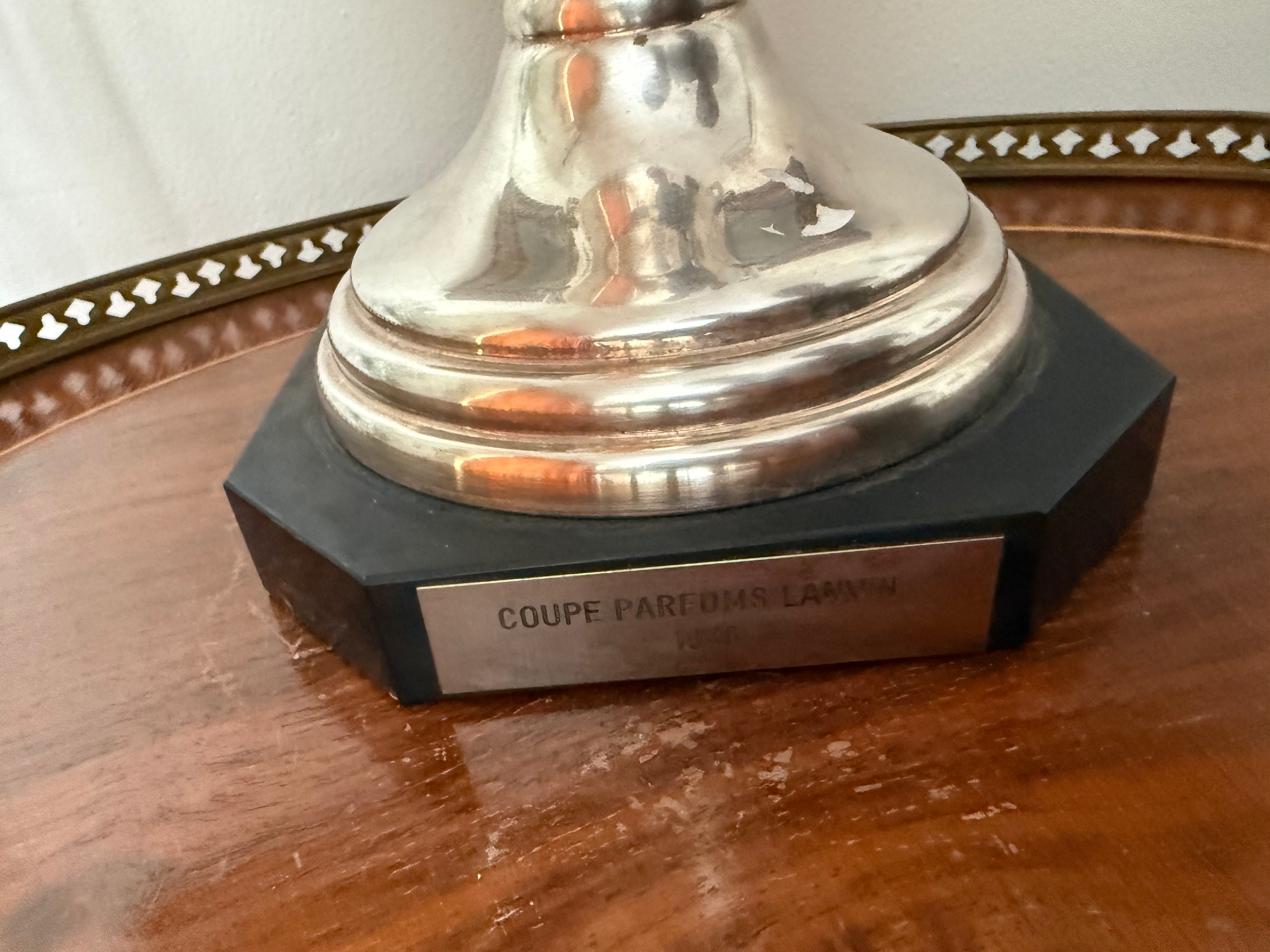 Vintage 1976 Lanvin Parfums Silver Plated Presentation Trophy