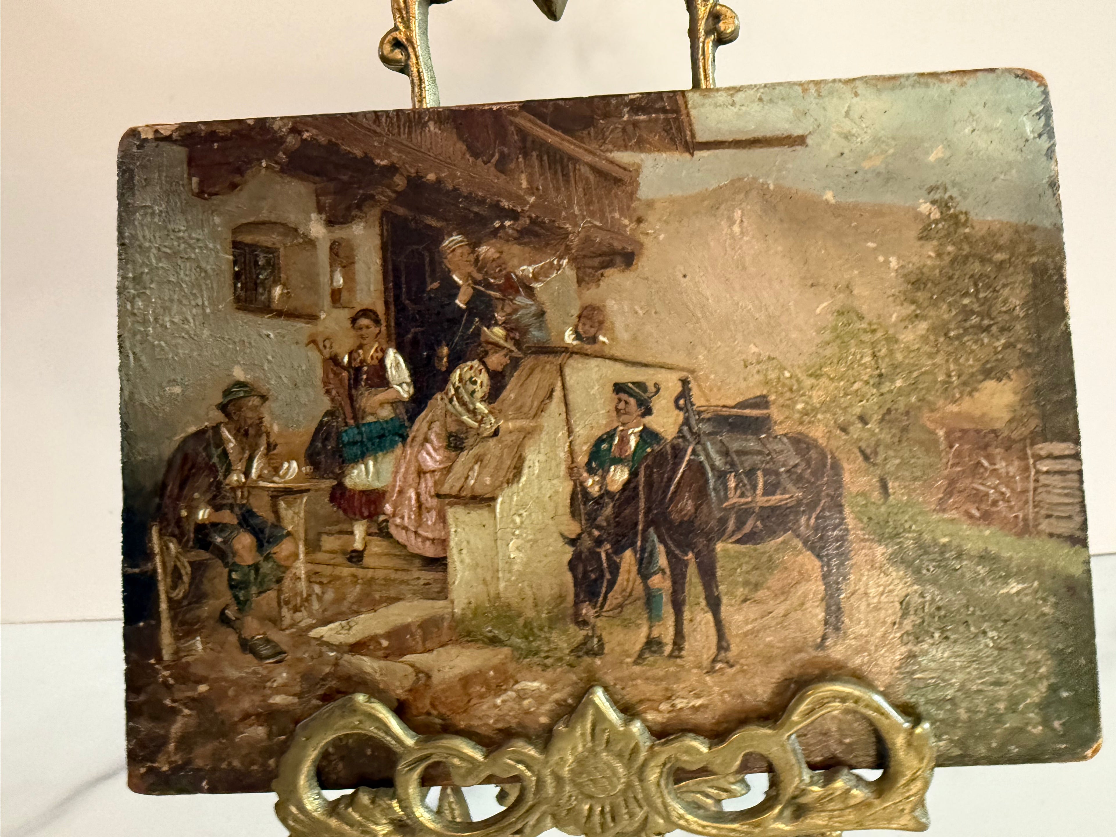 19th Century Miniature Swiss Genre Painting