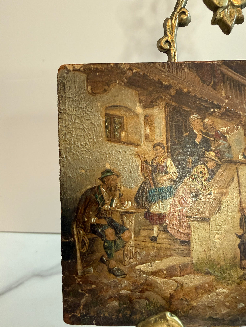 19th Century Miniature Swiss Genre Painting