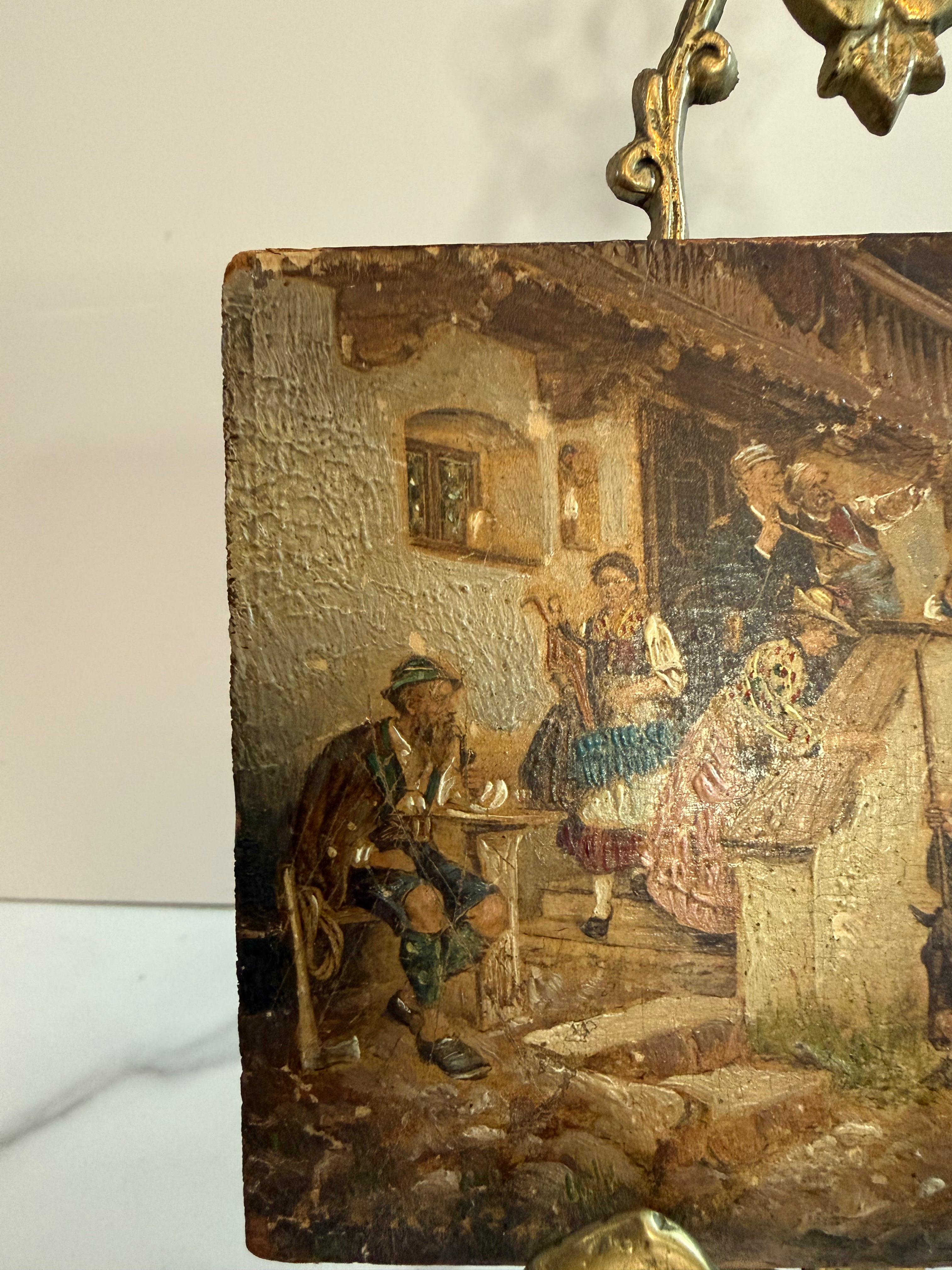 19th Century Miniature Swiss Genre Painting