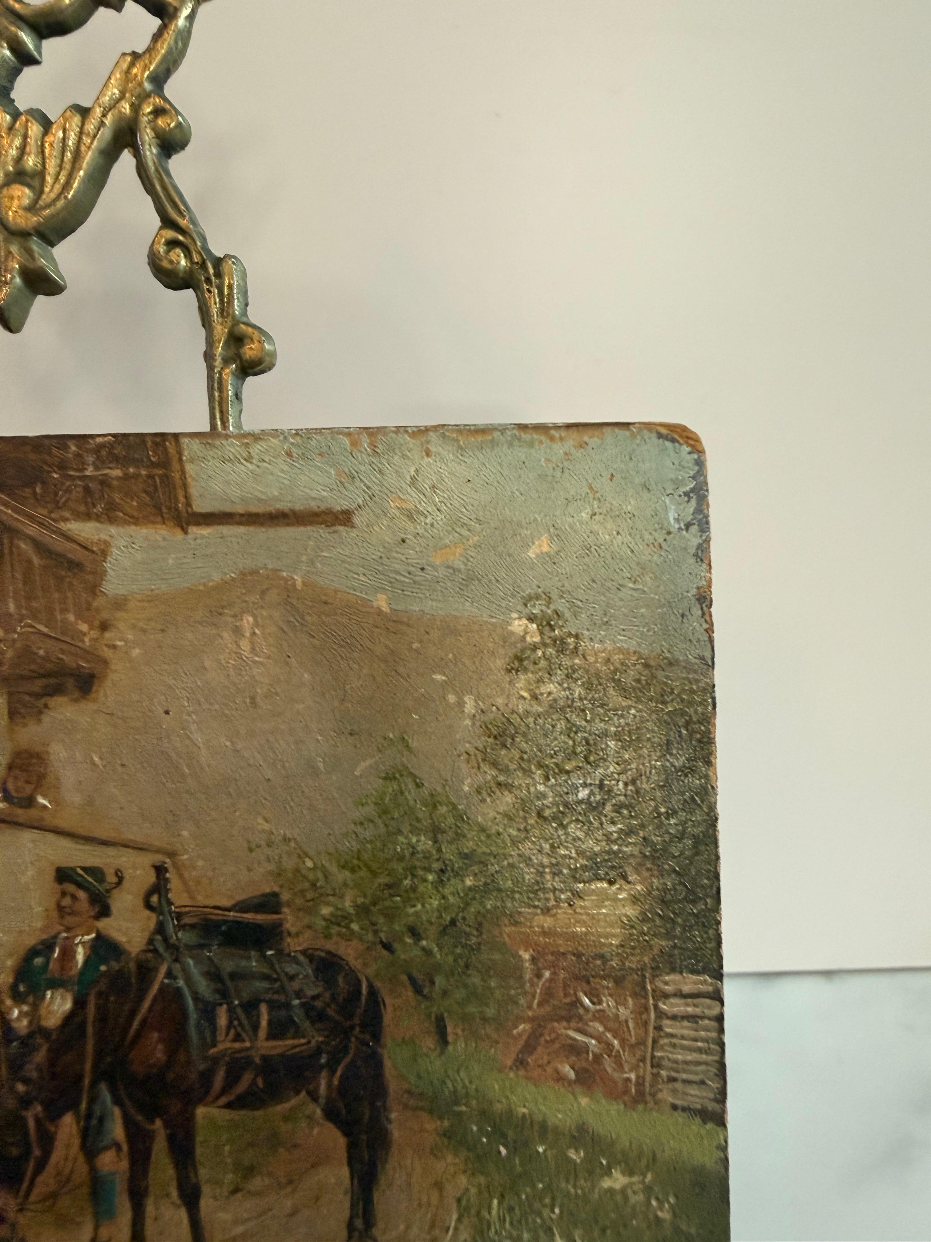 19th Century Miniature Swiss Genre Painting