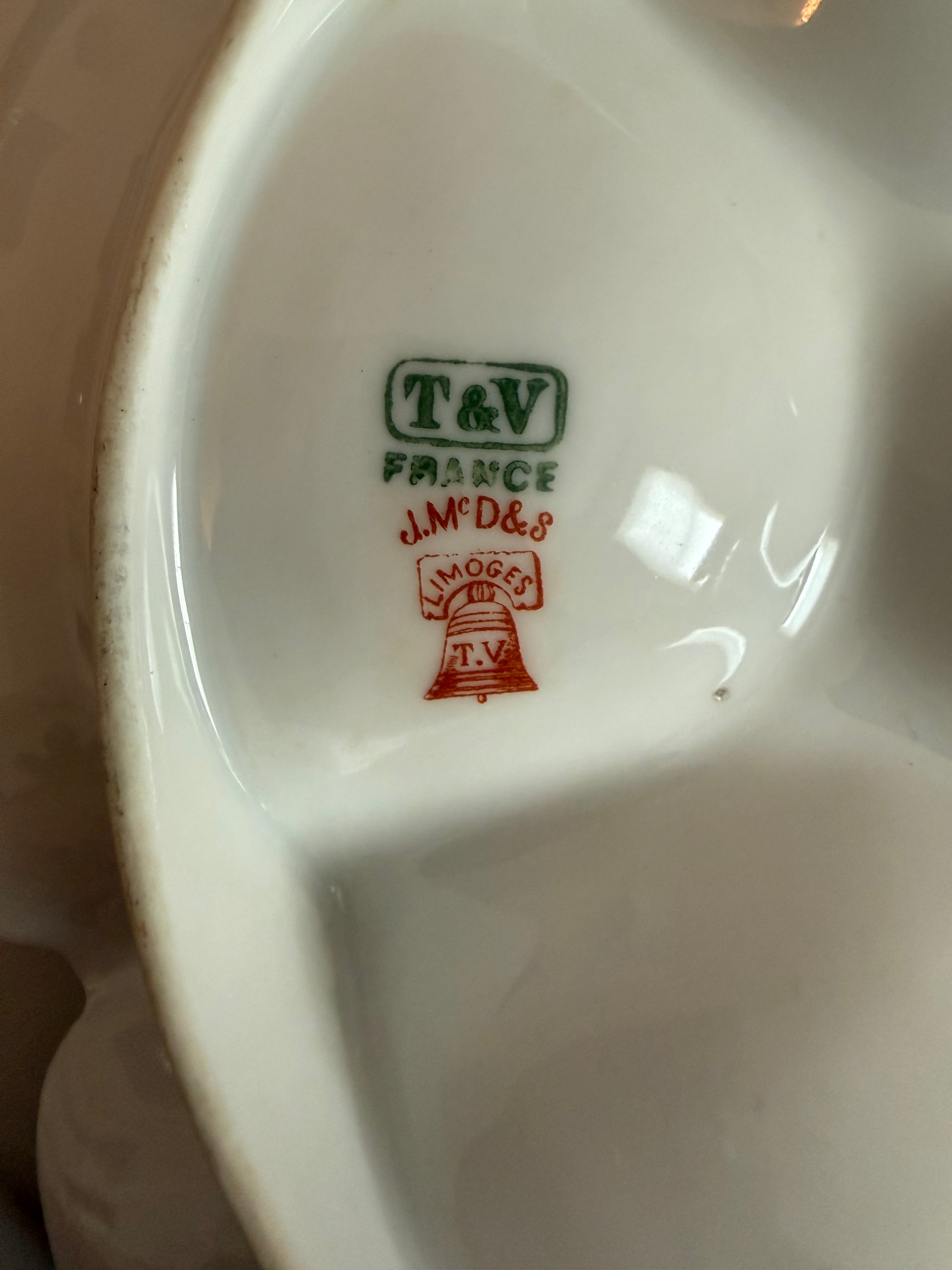 Limoges Hand-Painted Sea Fern Oyster Plate