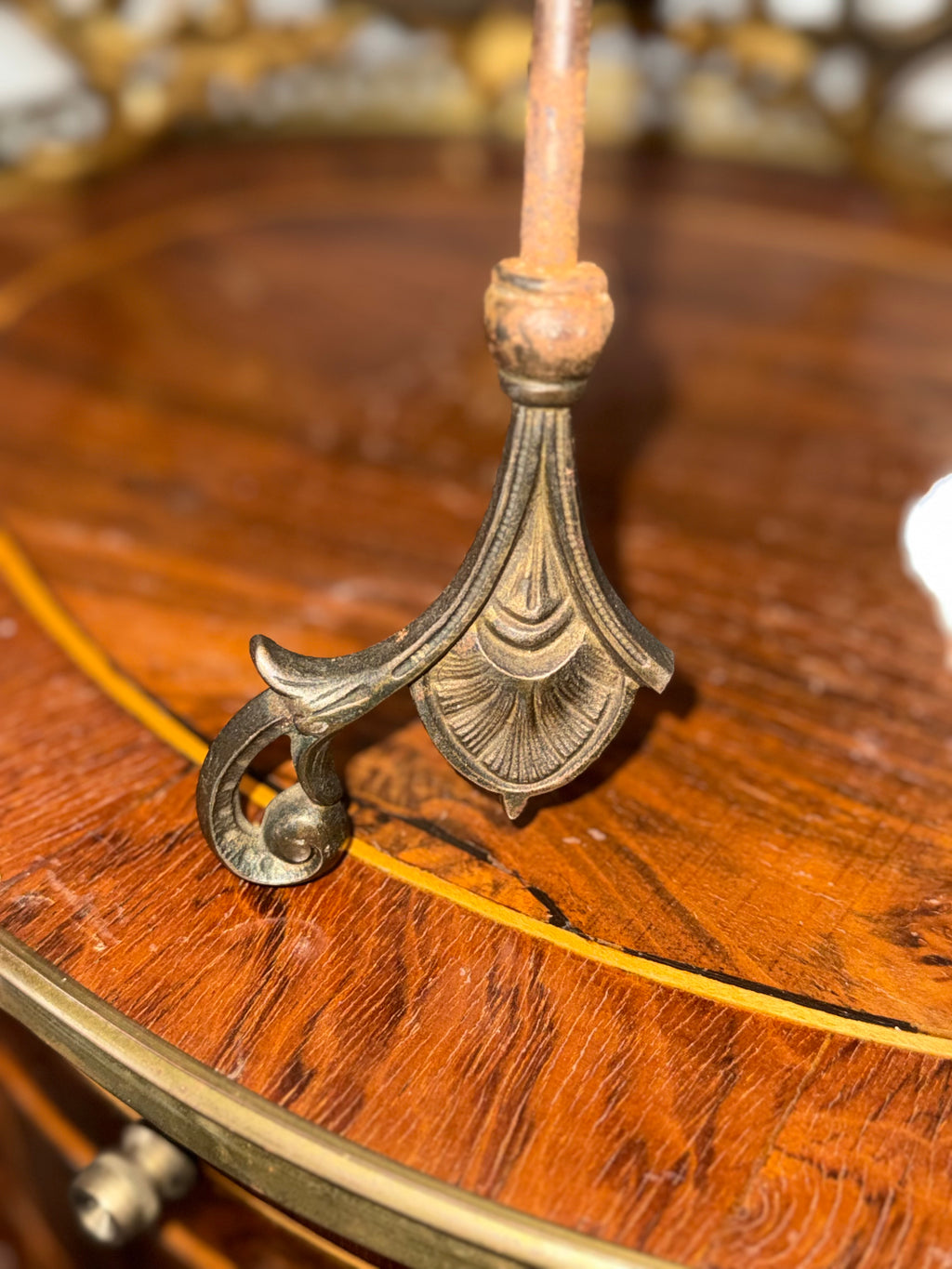 Antique French Neoclassical Brass Vanity Mirror