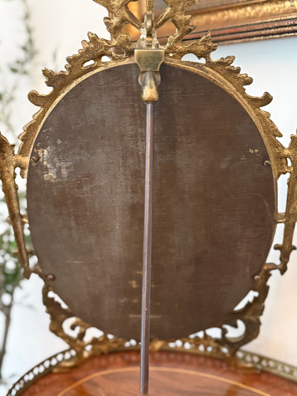 Antique French Neoclassical Brass Vanity Mirror