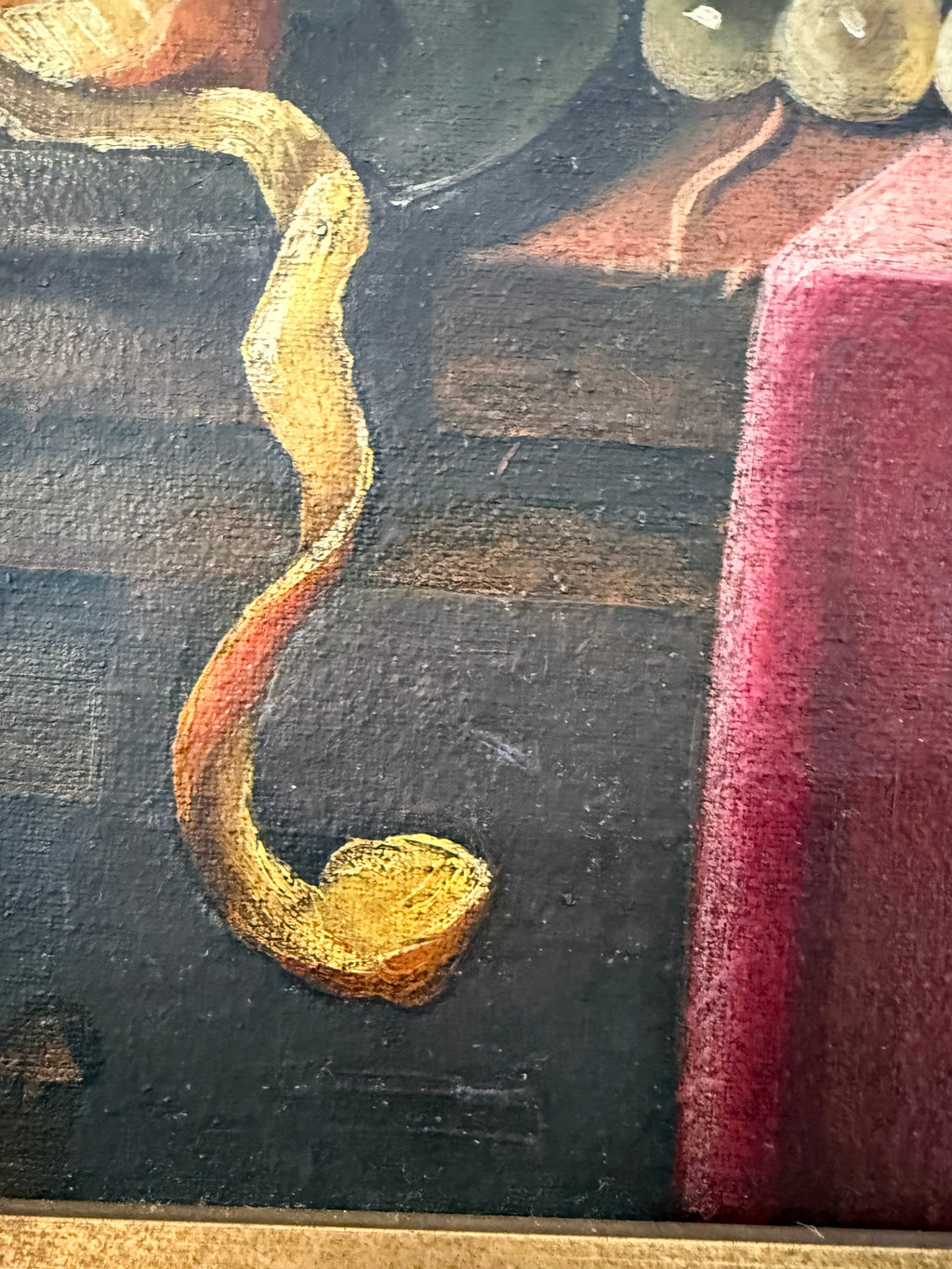 Vintage Dutch-Style Still Life with Fruit, Oil on Canvas
