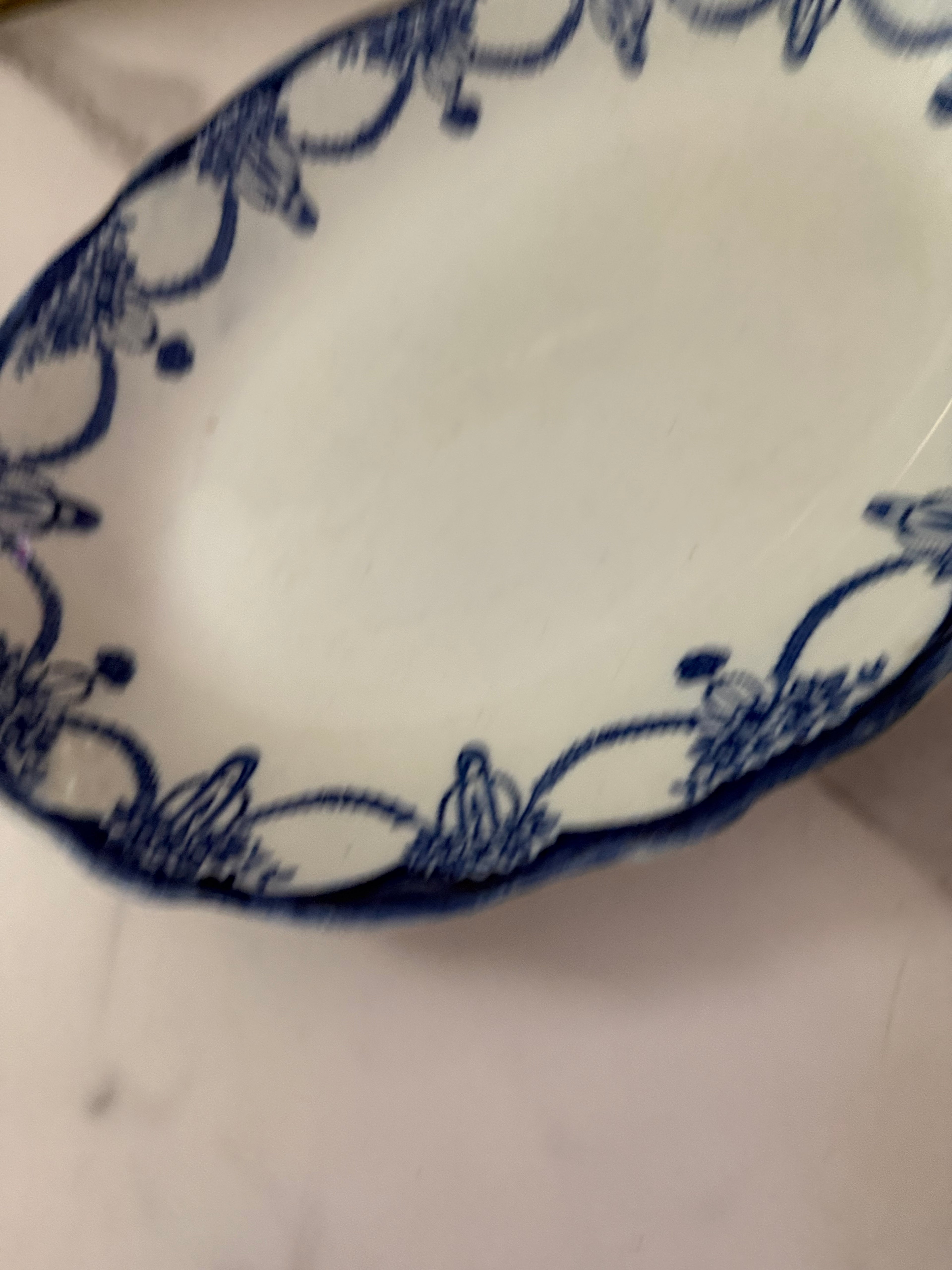 Antique English Blue & White Transferware "Lincoln" Pattern Platter, Stanley Pottery Co
