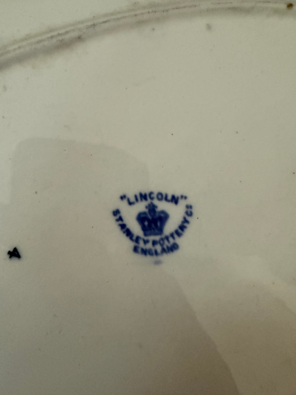 Antique English Blue & White Transferware "Lincoln" Pattern Platter, Stanley Pottery Co