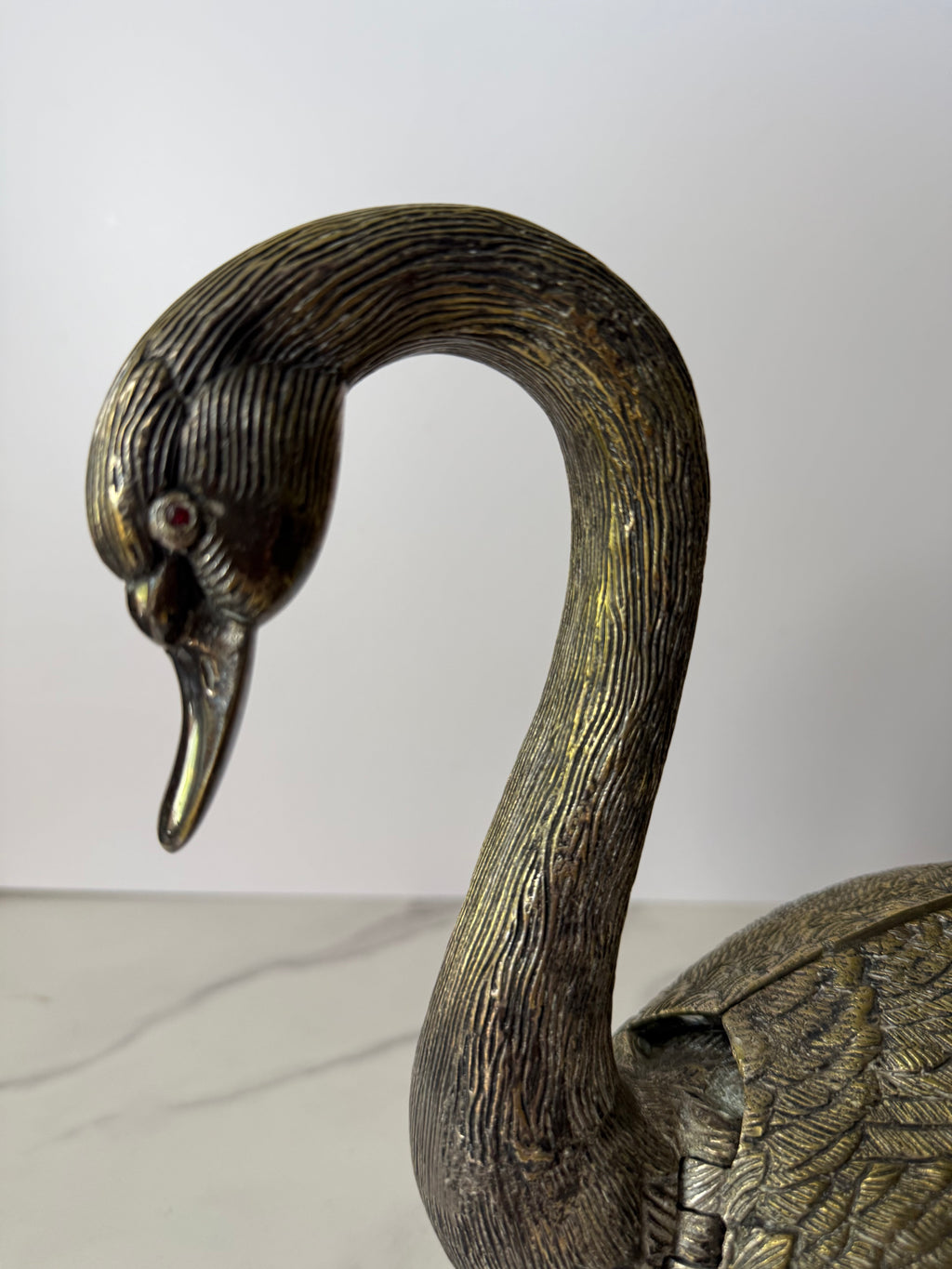 Vintage Articulated Brass Swan Centerpiece
