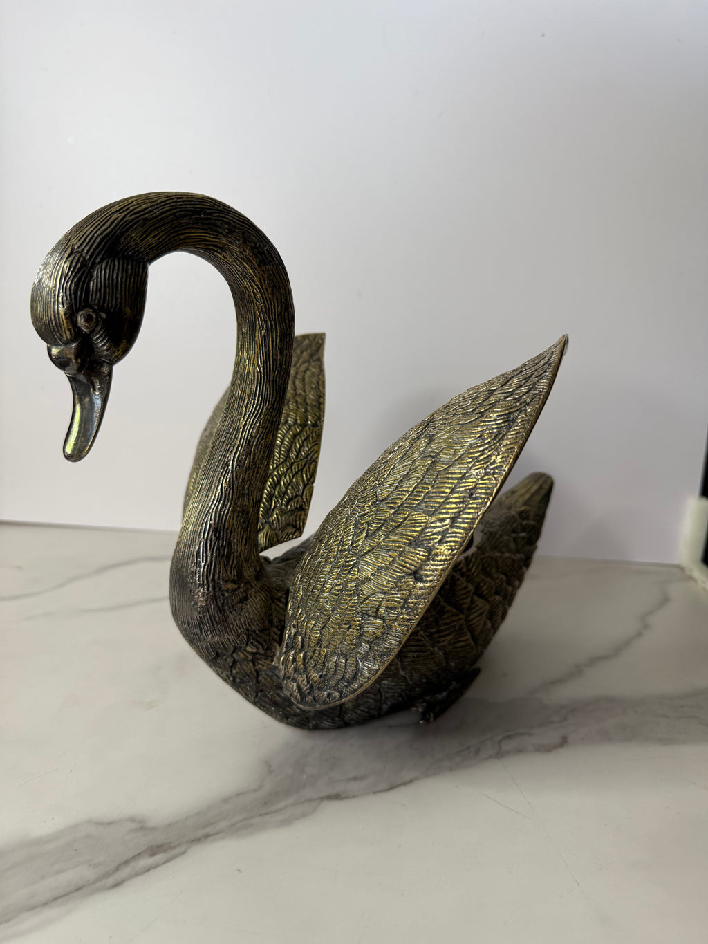 Vintage Articulated Brass Swan Centerpiece
