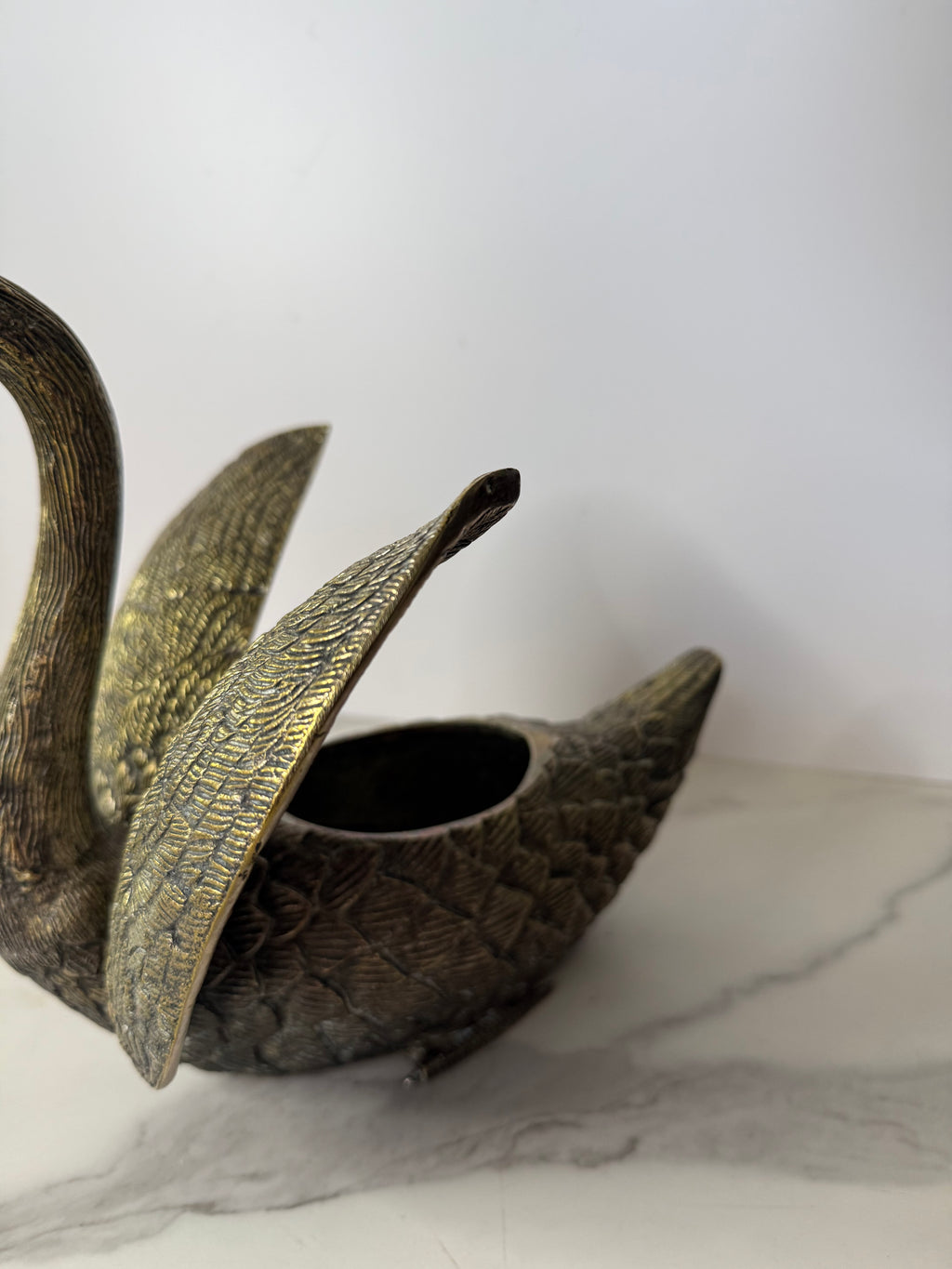 Vintage Articulated Brass Swan Centerpiece