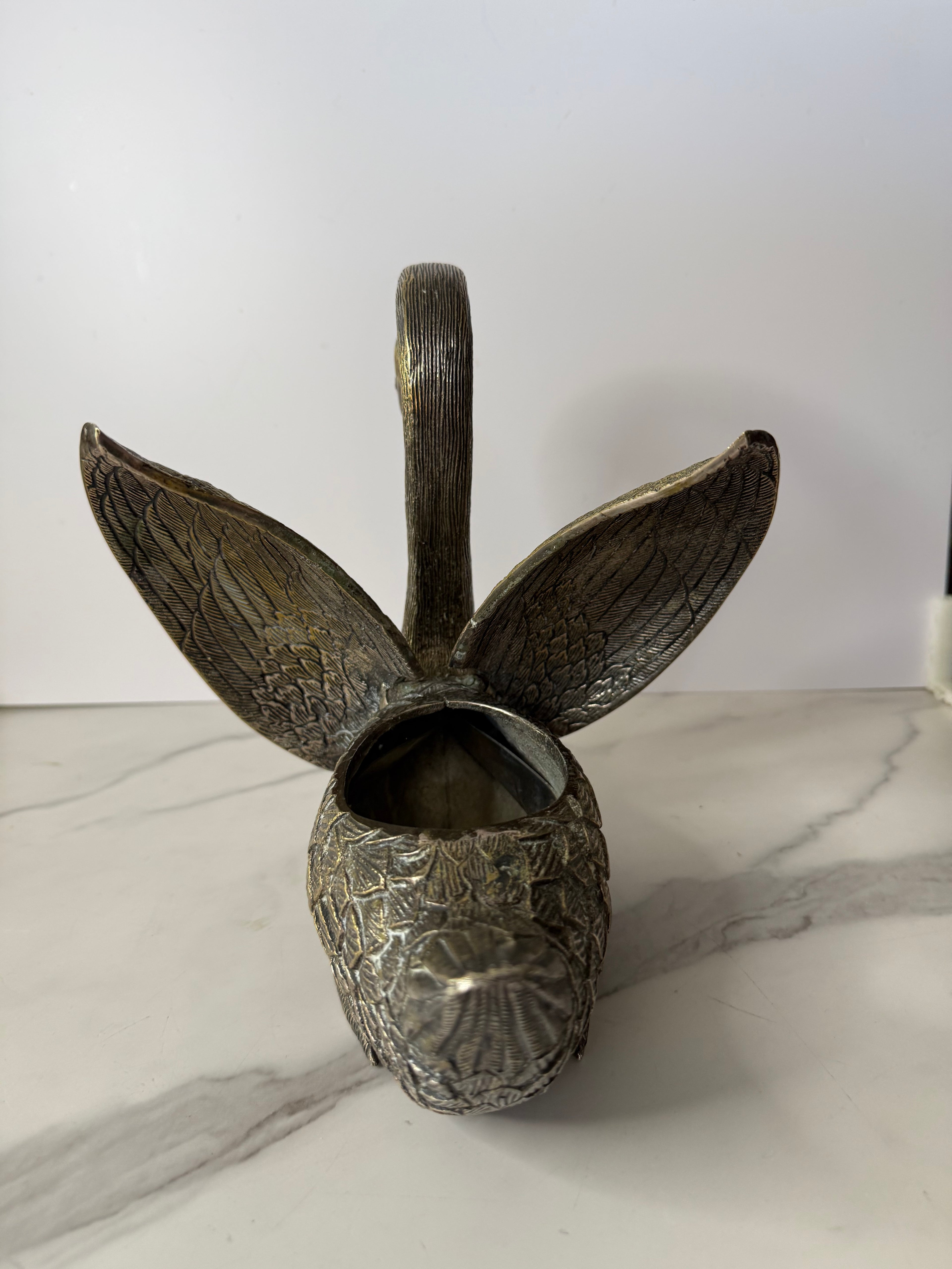 Vintage Articulated Brass Swan Centerpiece