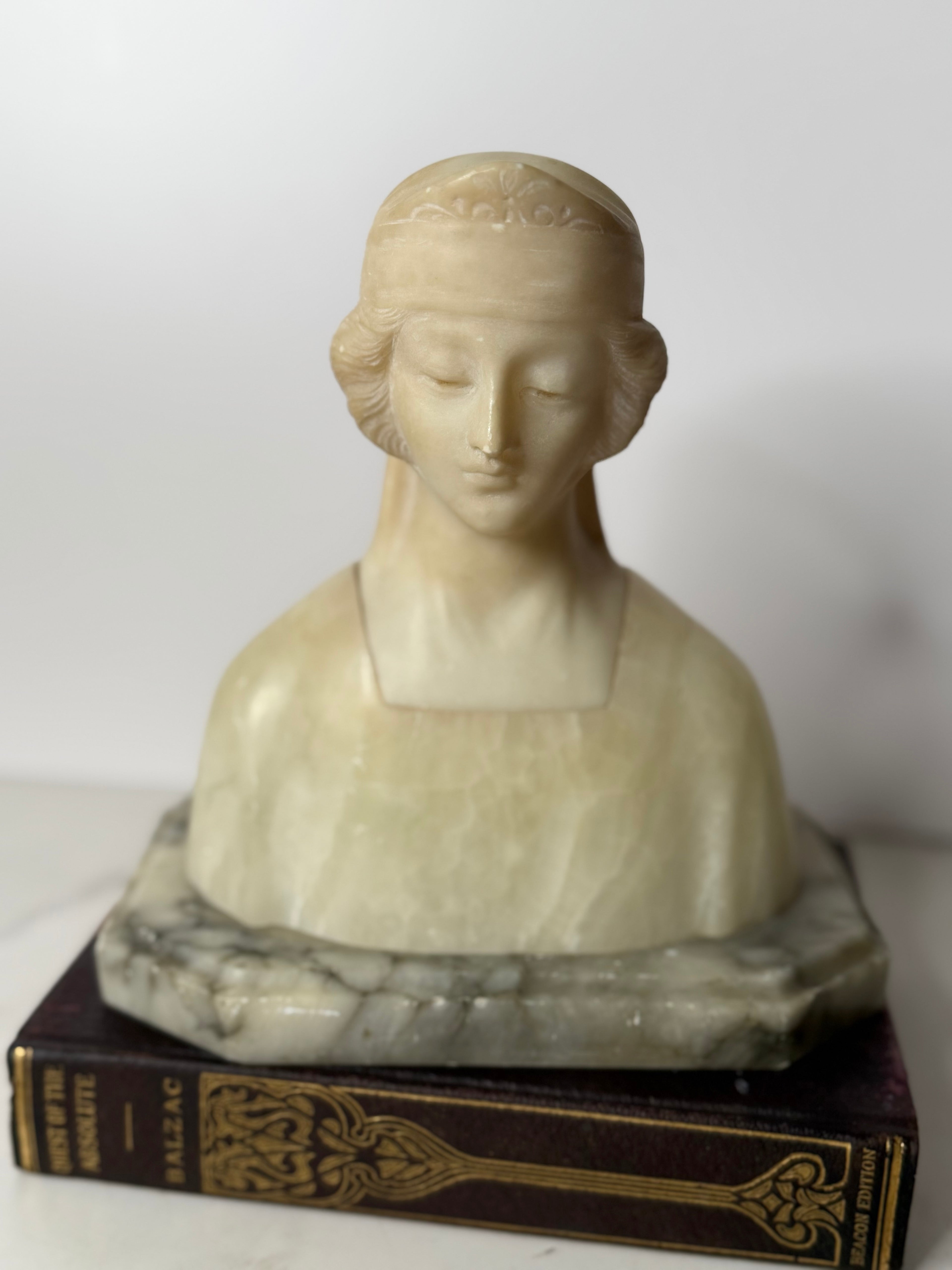 Antique Alabaster Bust of a Woman