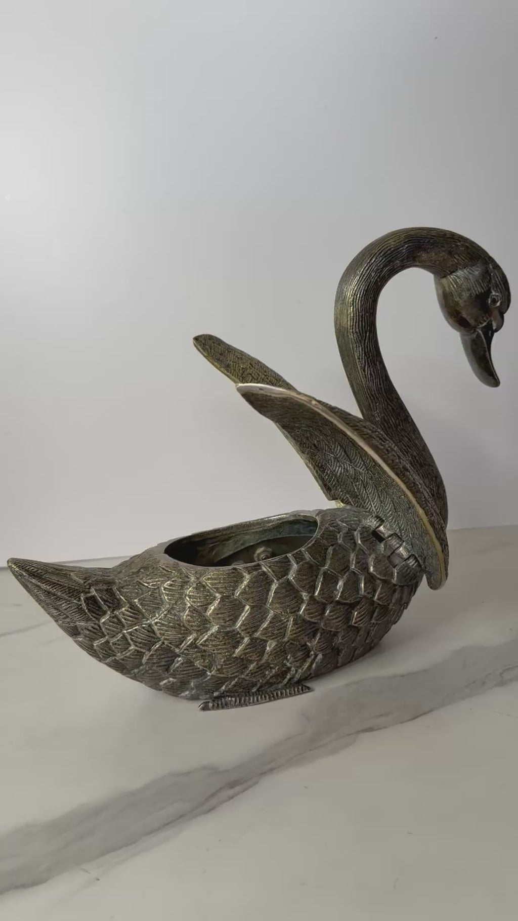 Vintage Articulated Brass Swan Centerpiece